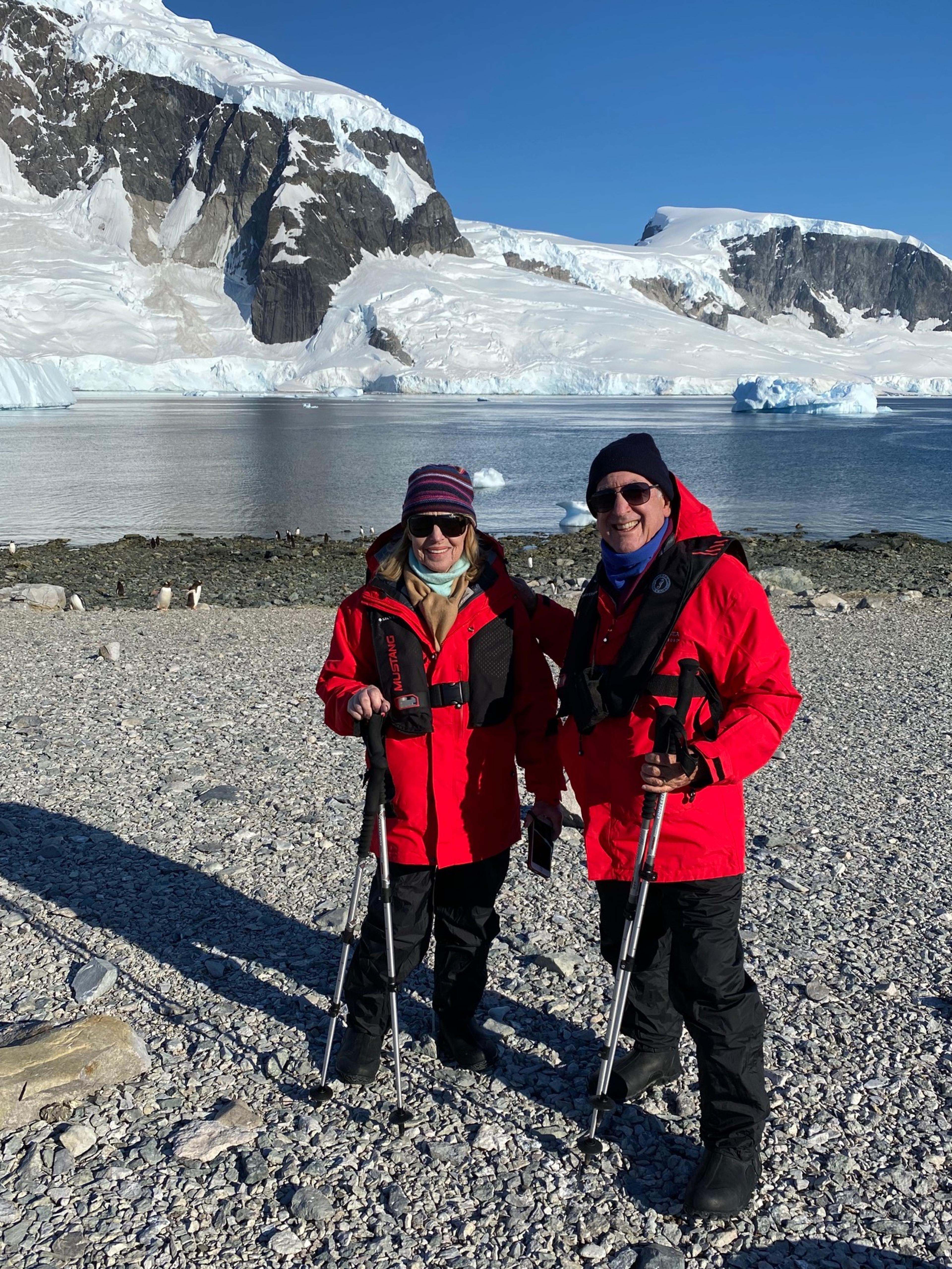 Silversea guests Steve and Janet Randall are all geared up for Antarctica