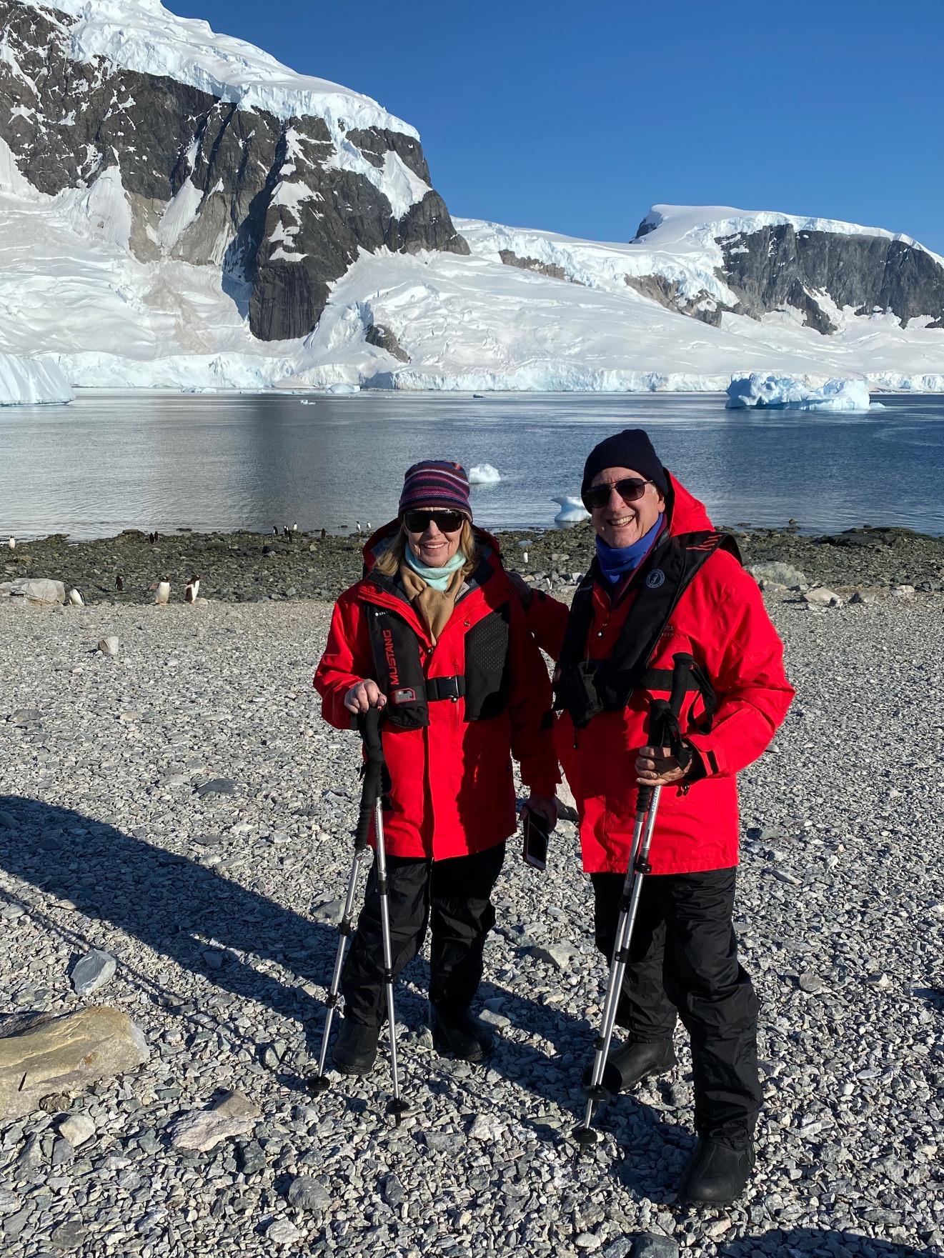 Silversea guests Steve and Janet Randall are all geared up for Antarctica