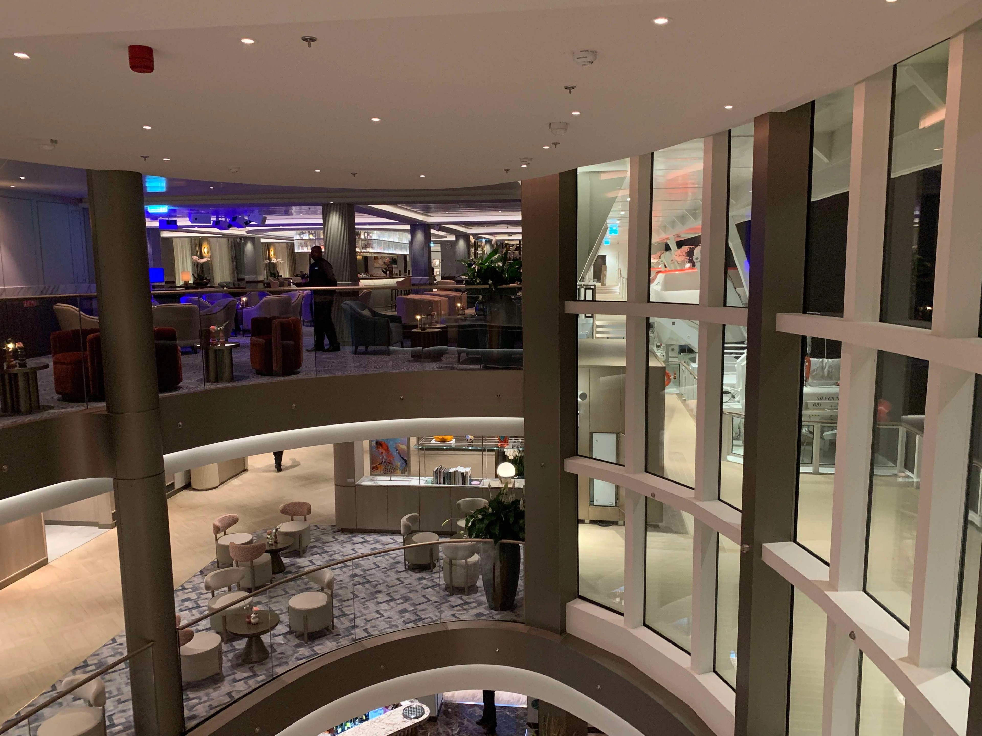 Silver Nova's atrium at night/Photo by Teijo Niemela for Silversea