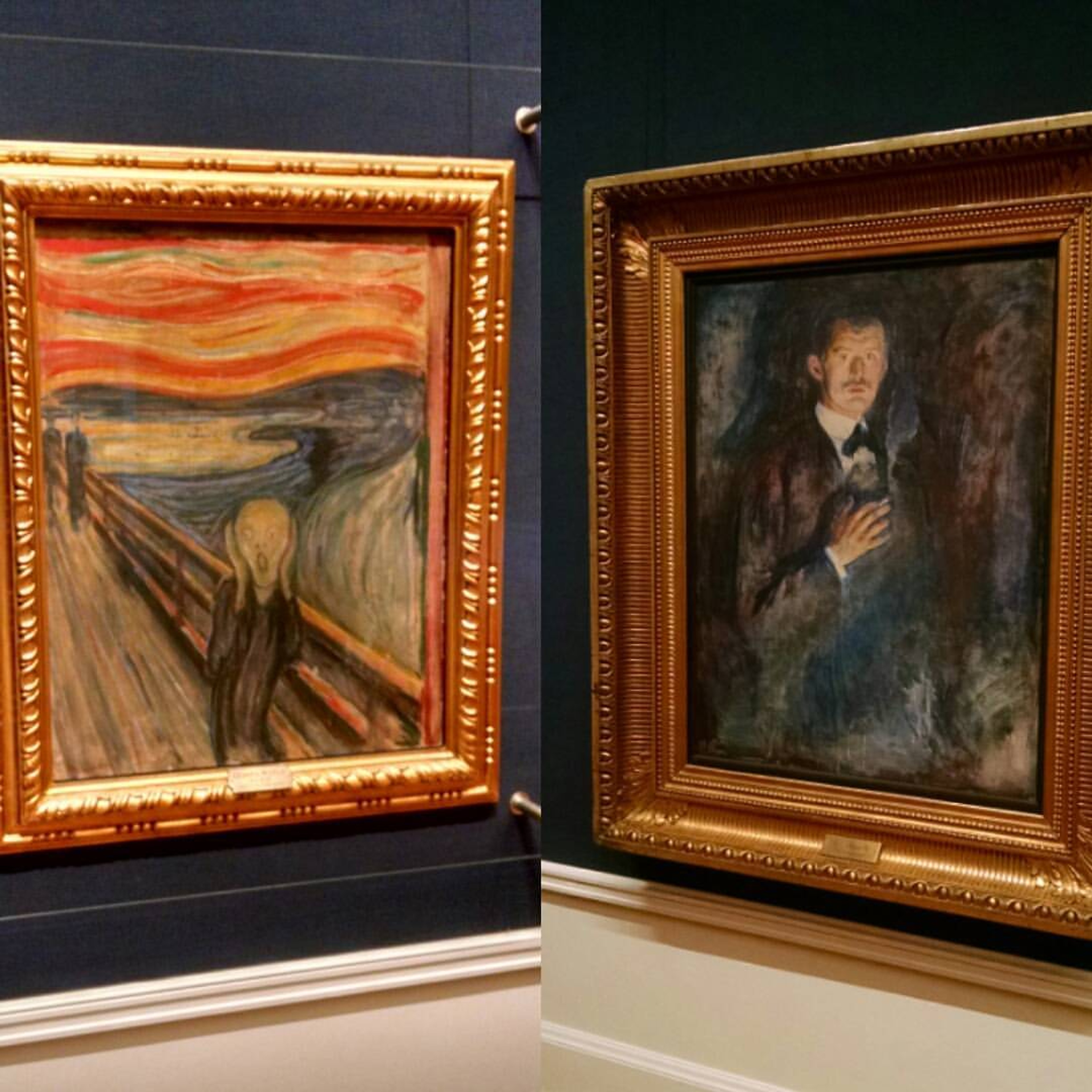 "The Scream" is instantly recognizable; there are said to be four versions of it. The Norwegian artist Edvard Munch is pictured at right in the museum named for him./Wikimedia Commons photo by Stefan Krasowski