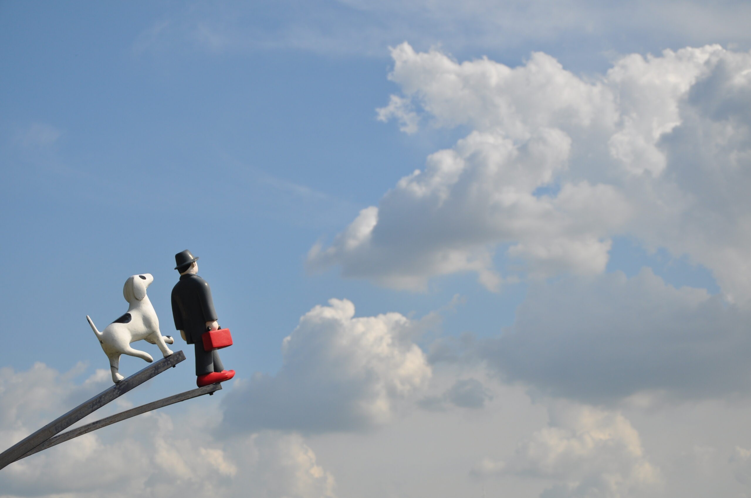 Just out on a stroll — in mid-air — in the Ihwa-dong Mural Village in Seoul./Shutterstock