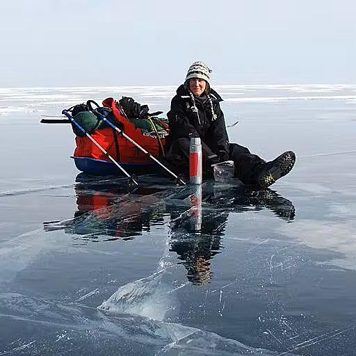 Felicity Aston at Lake Baikal in eastern Siberia.