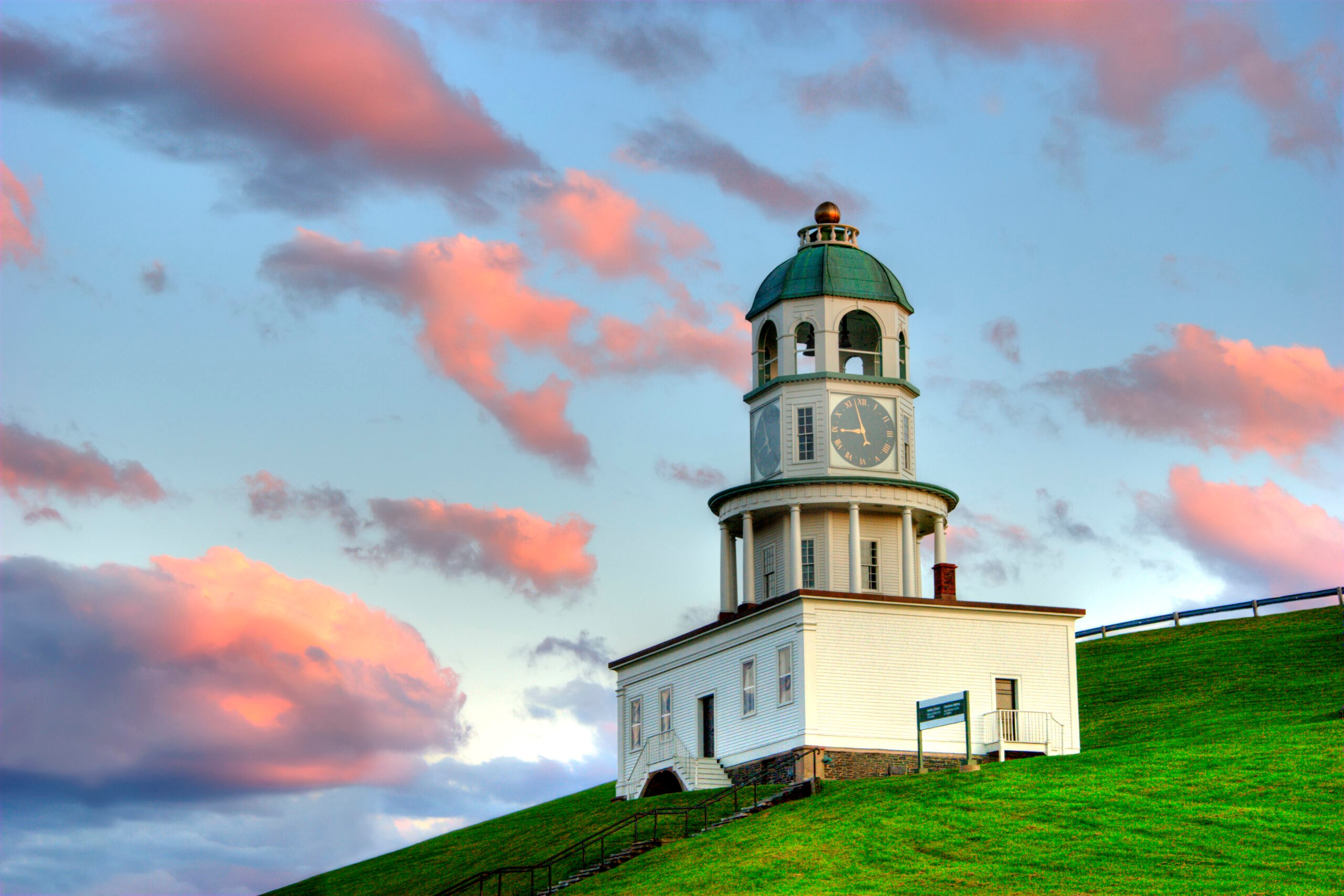 The clock tower on Citadel Hill, Halifax, Nova Scotia, overlooks the harbor./Shutterstock