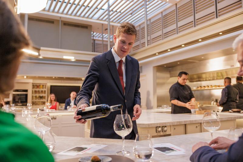 In the evenings, S.A.L.T. Lab transforms into S.A.L.T.'s Chef's Table for a multi-course extravaganza, planned around dishes of the region./Silversea