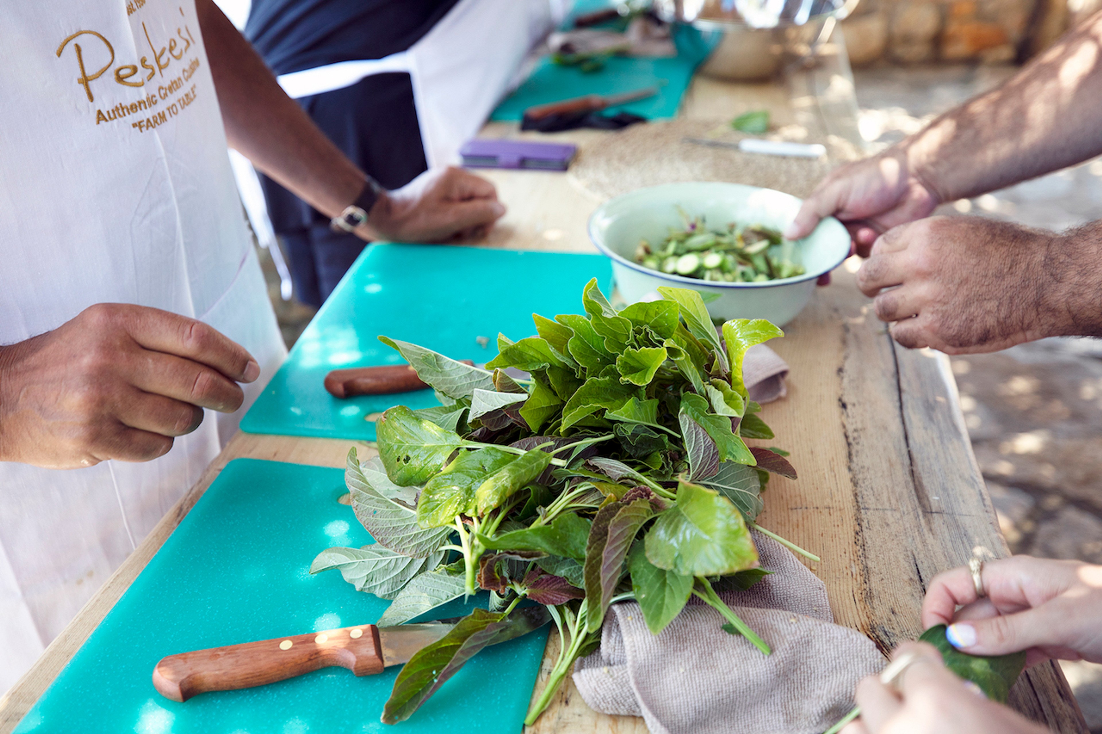 Silversea guests enjoy a hands-on experience at Peskesi Food Farm in Crete/Lucia Griggi