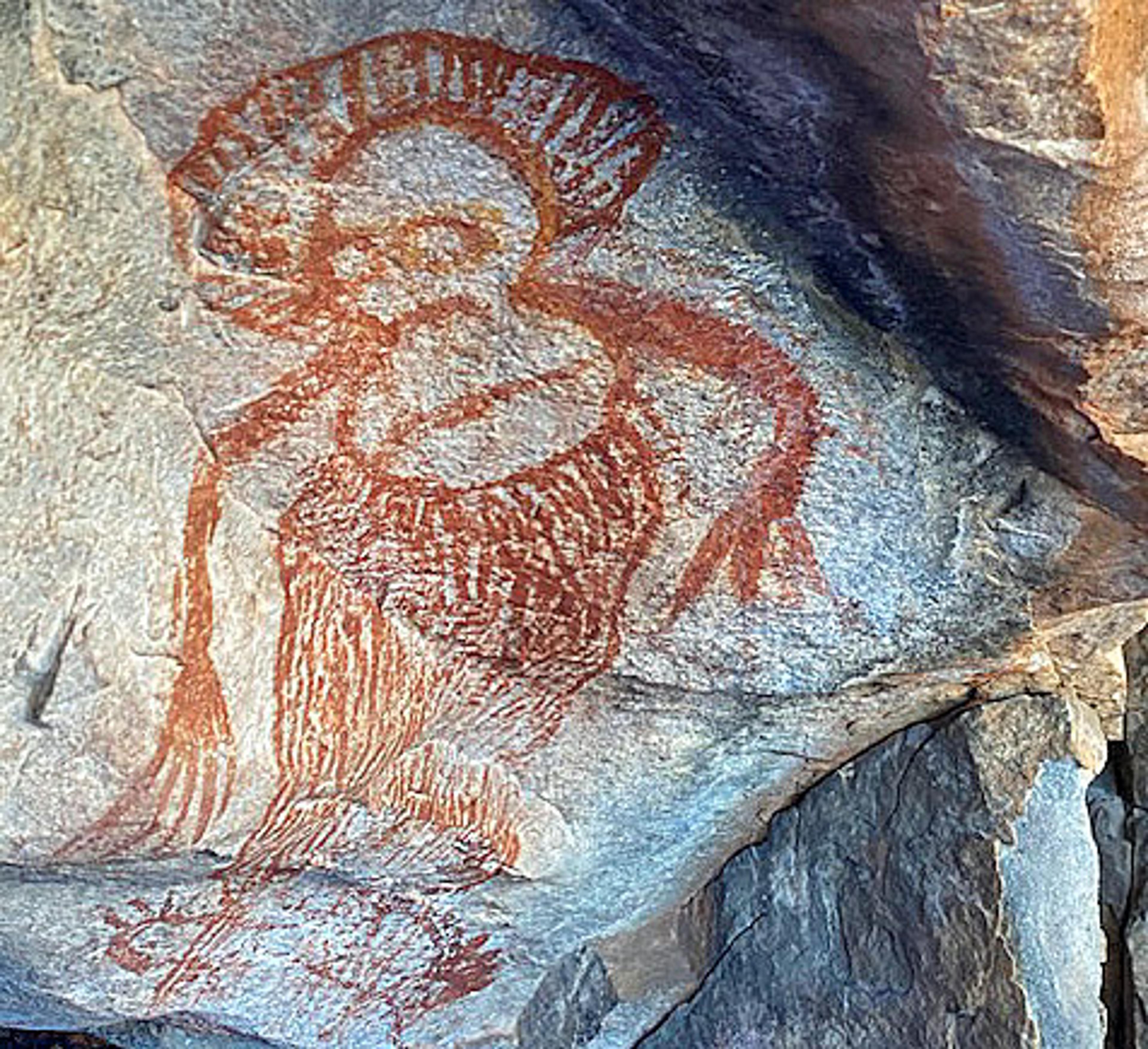 Wajinda-style art at Swift Bay, the Kimberley/Photo by Jane Wooldridge for Silversea