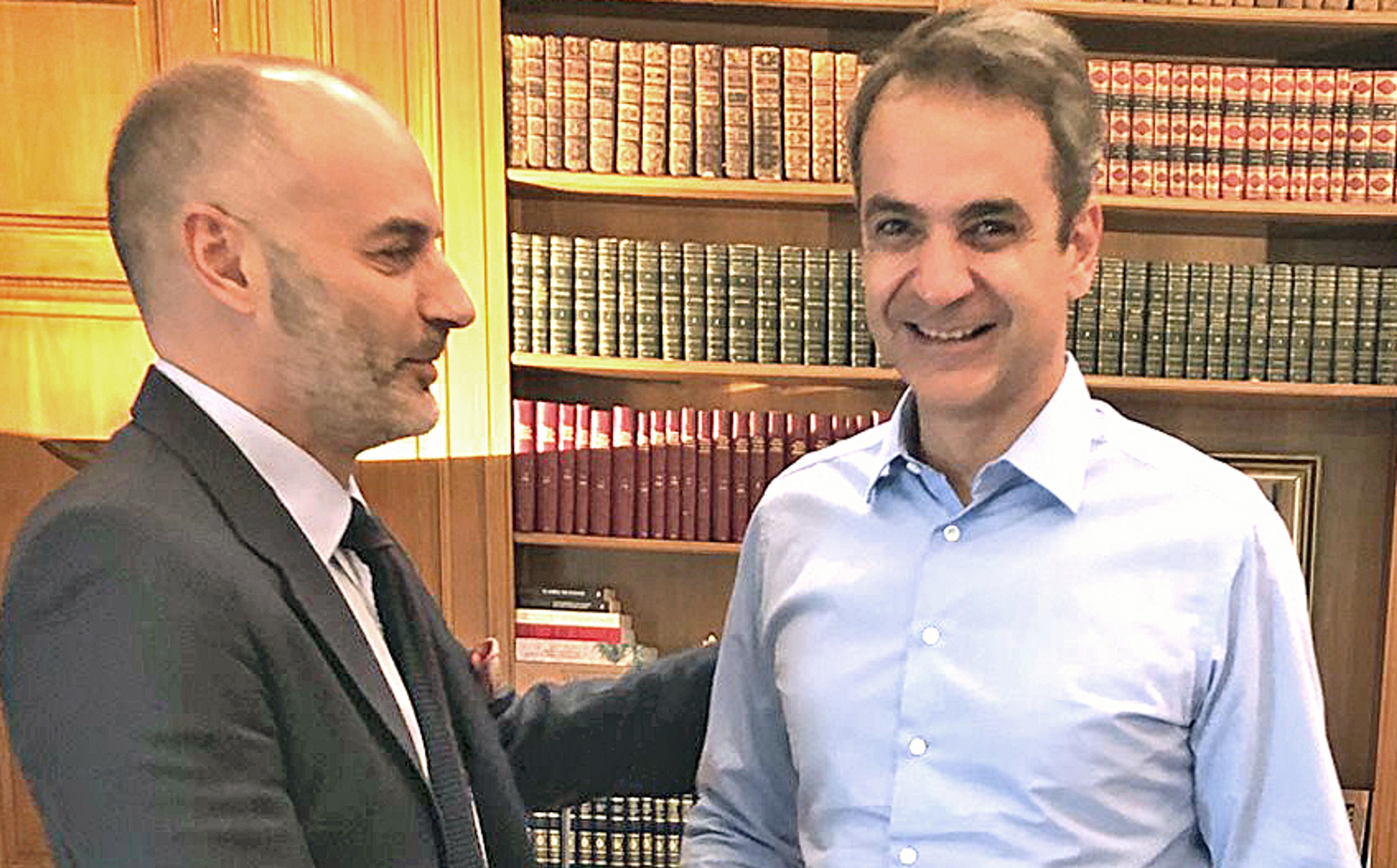 Greece's Prime Minister Kyriakos Mitsotakis, right, is a customer of Papadogamvros in Athens./Photo Papadogamvros