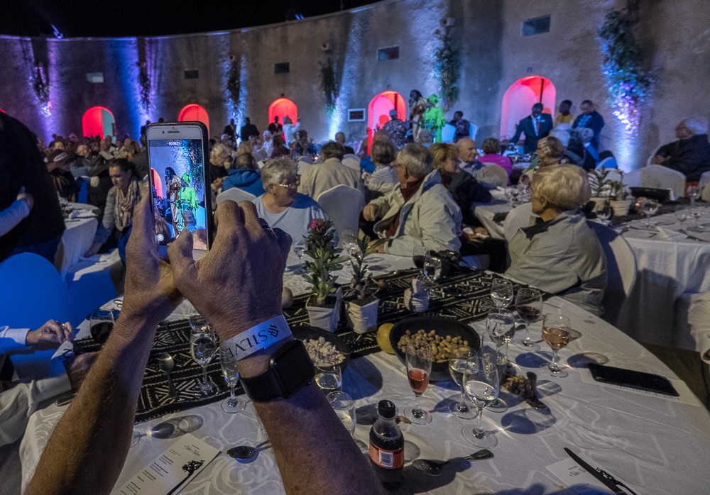 Guests enjoy a private event in Senegal's Goree Island./Silversea photo