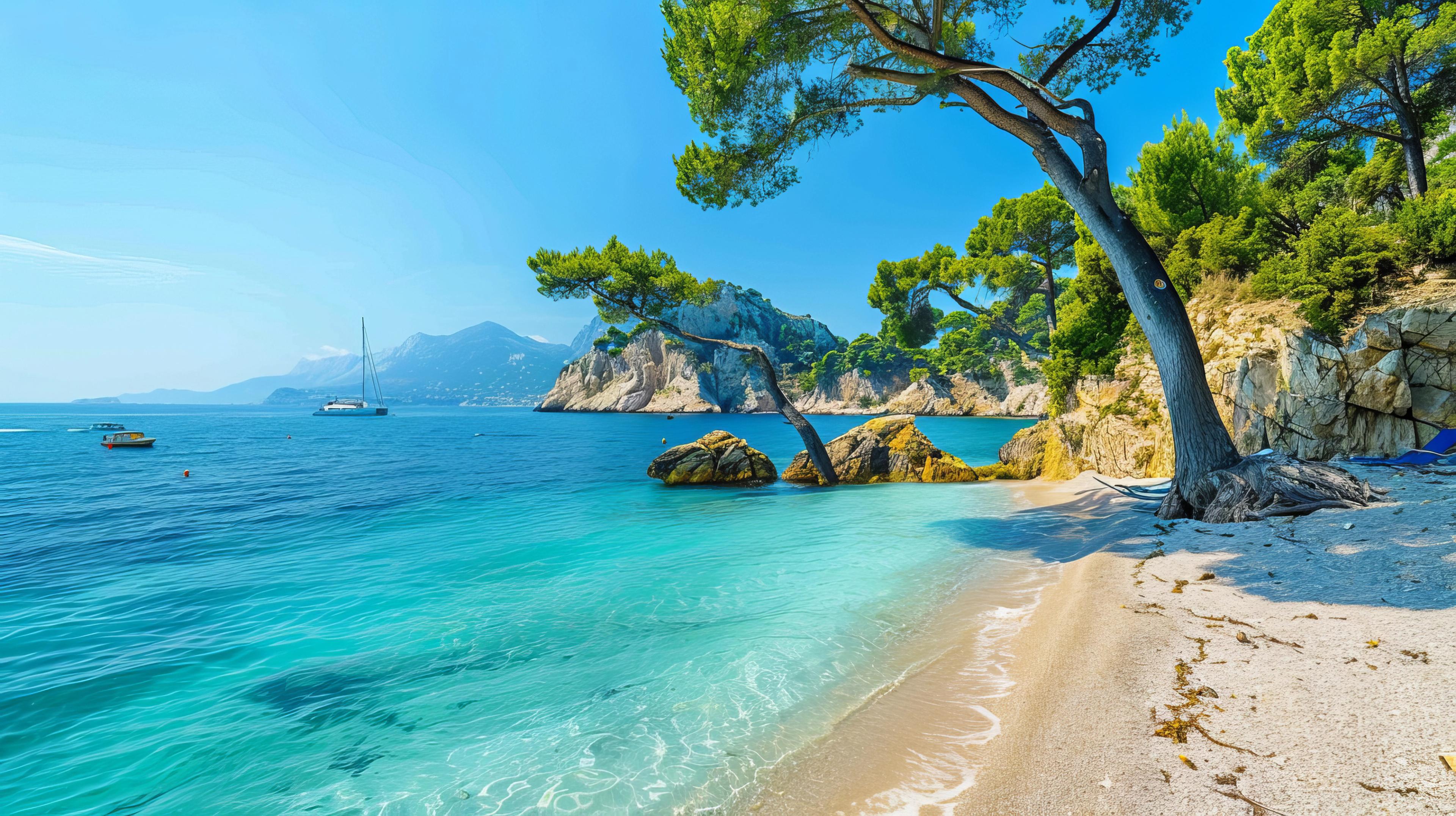 View of Paloma beach in Saint-Jean-Cap-Ferrat on the French Riviera, France