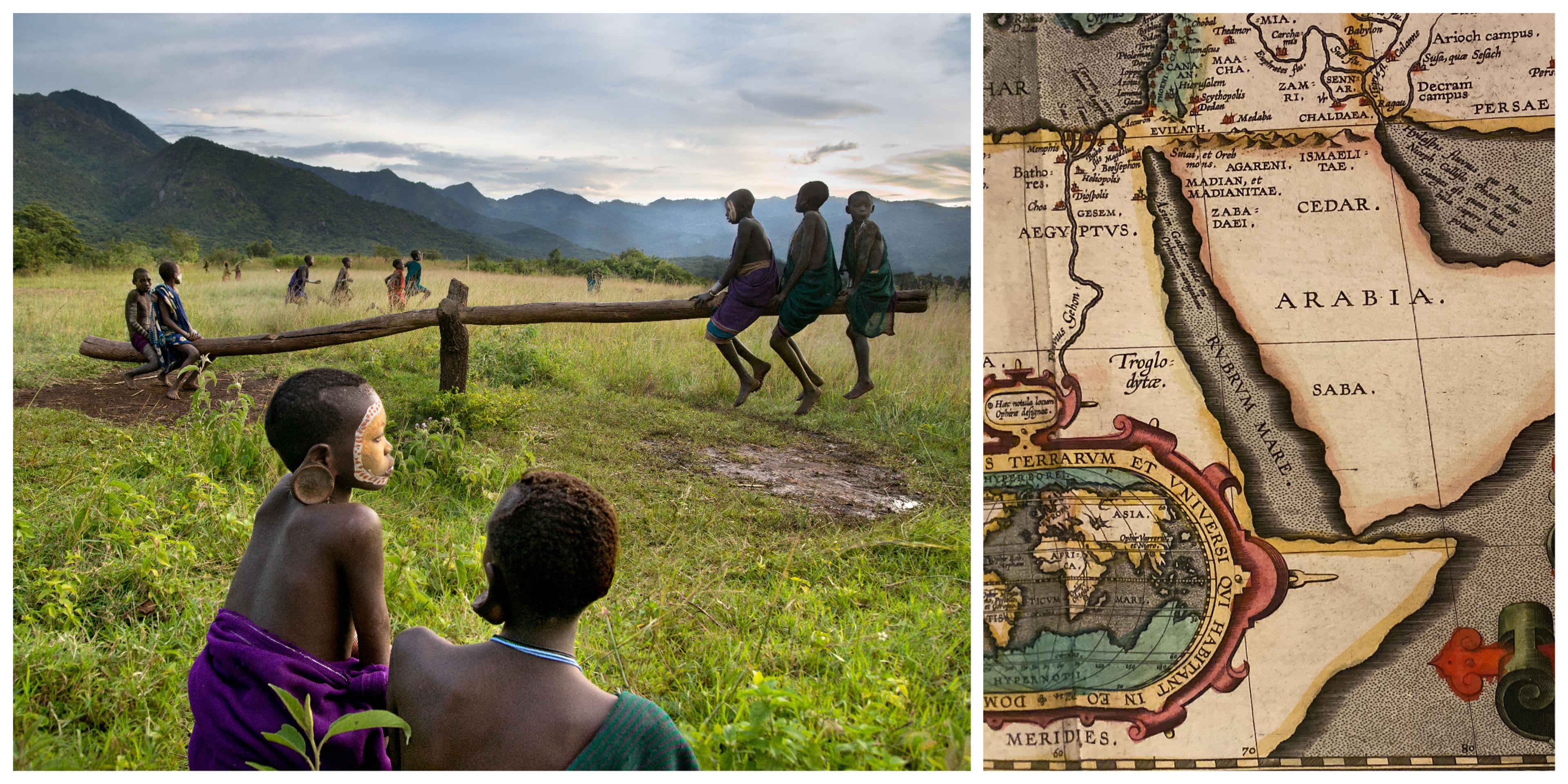 A Steve McCurry photo of Ethiopia and an Abraham Ortelius map