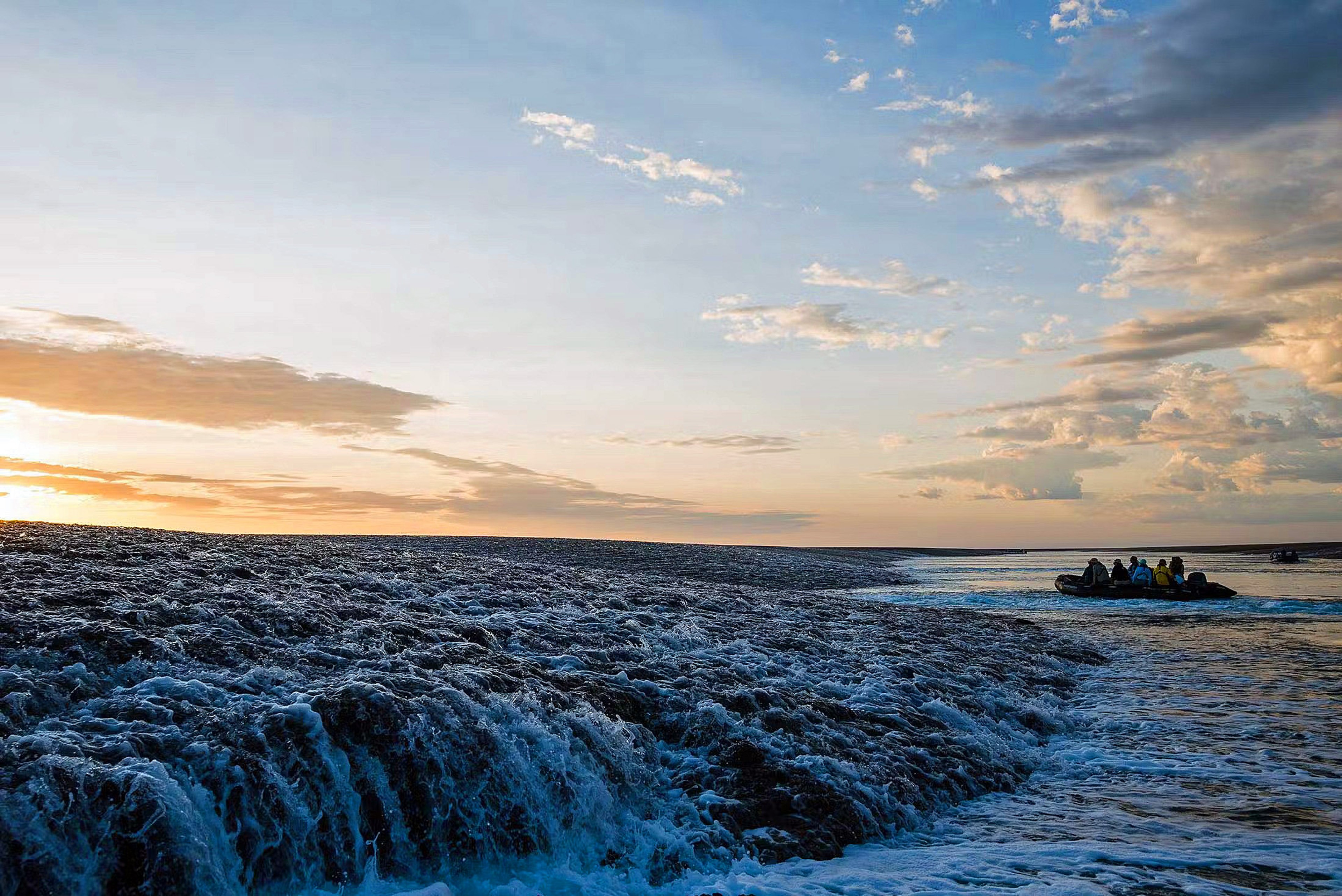 Zodiacs are a key component of a Kimberley cruise because guests get closer to the natural phenomena, such as Montgomery Reef./Dennis Elterman