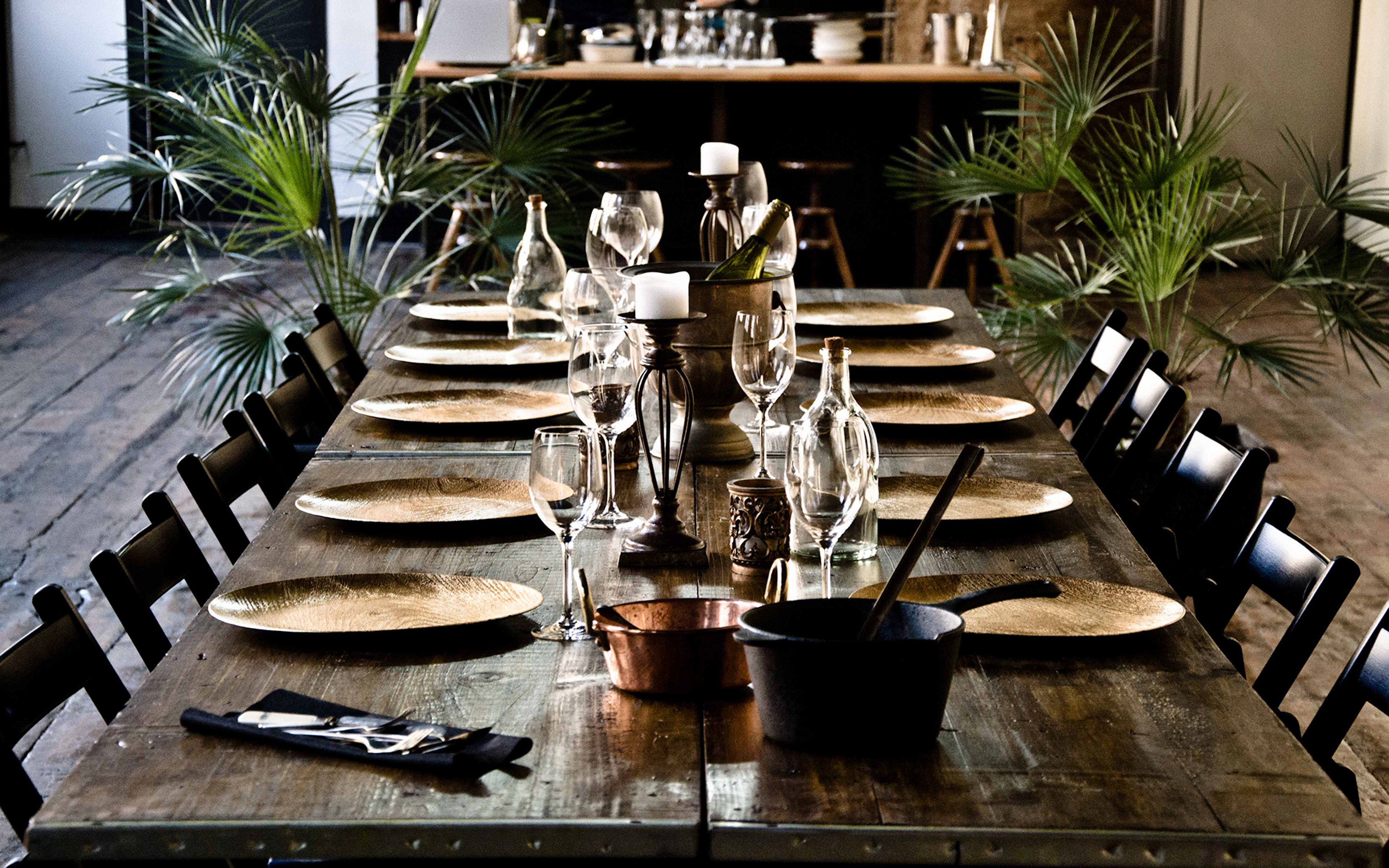 The table is set in Xavi's open kitchen, a 1,200-square-foot space housed in a former 19th century textile factory in the heart of Barcelona's Raval District./Xavi Morón.