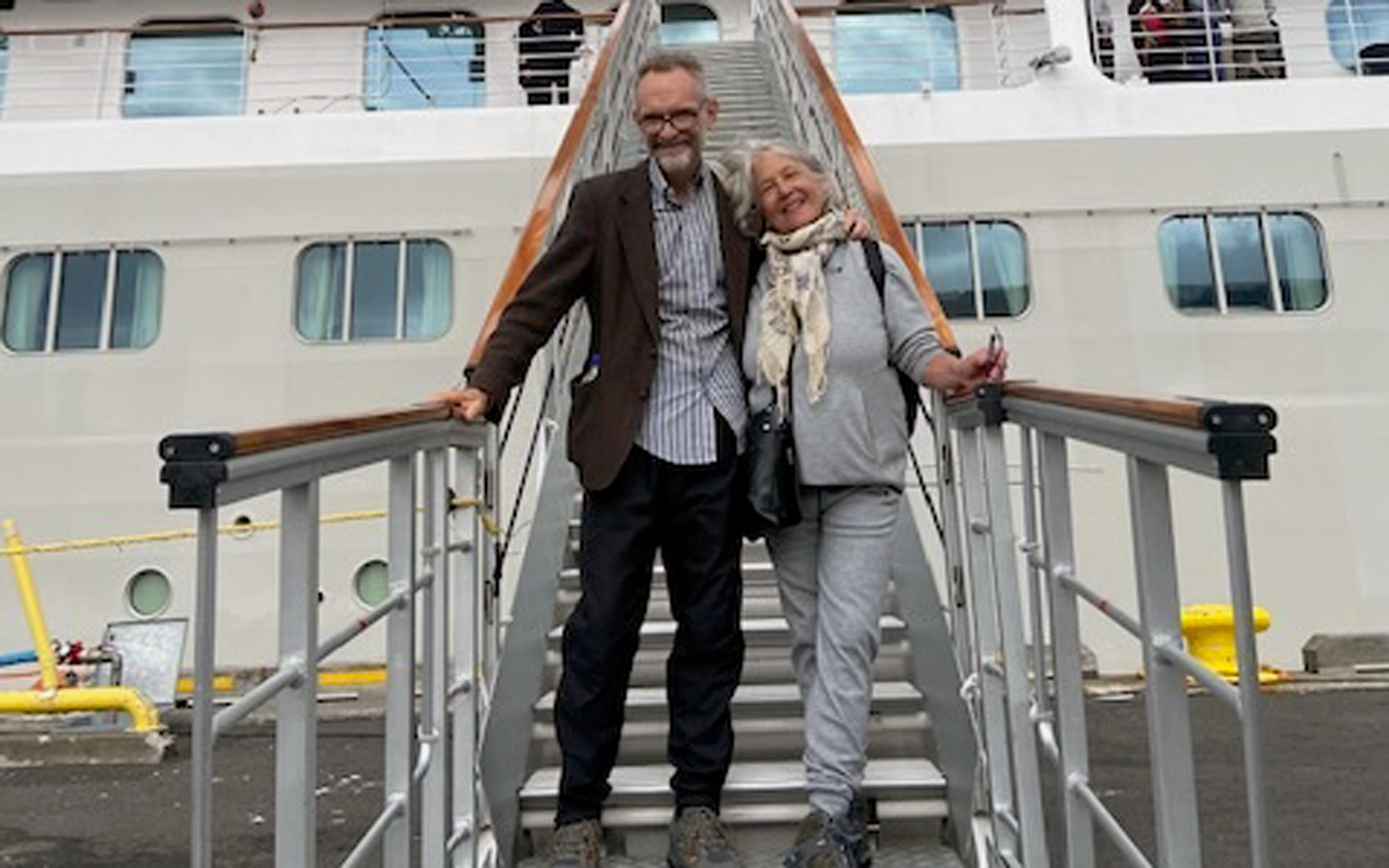 Larry O'Connor and Mary Morris onboard Silver Moon./Photo for Silversea courtesy of Mary Morris