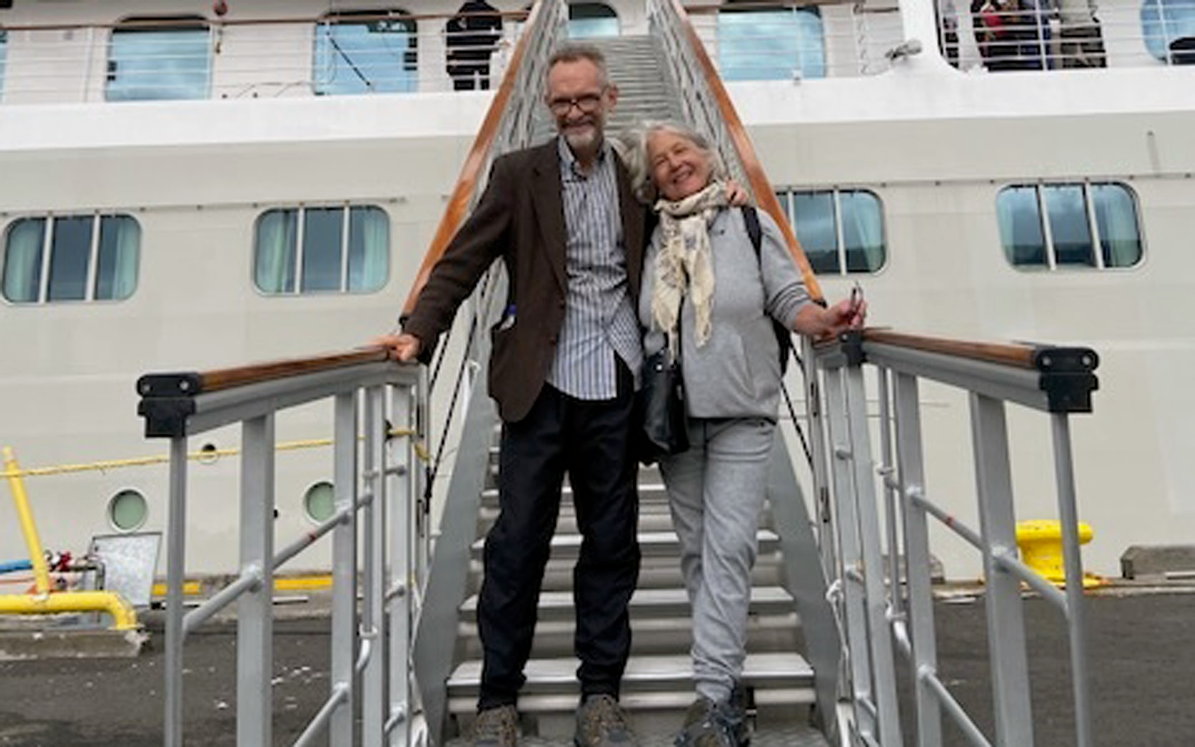Larry O'Connor and Mary Morris onboard Silver Moon./Photo for Silversea courtesy of Mary Morris