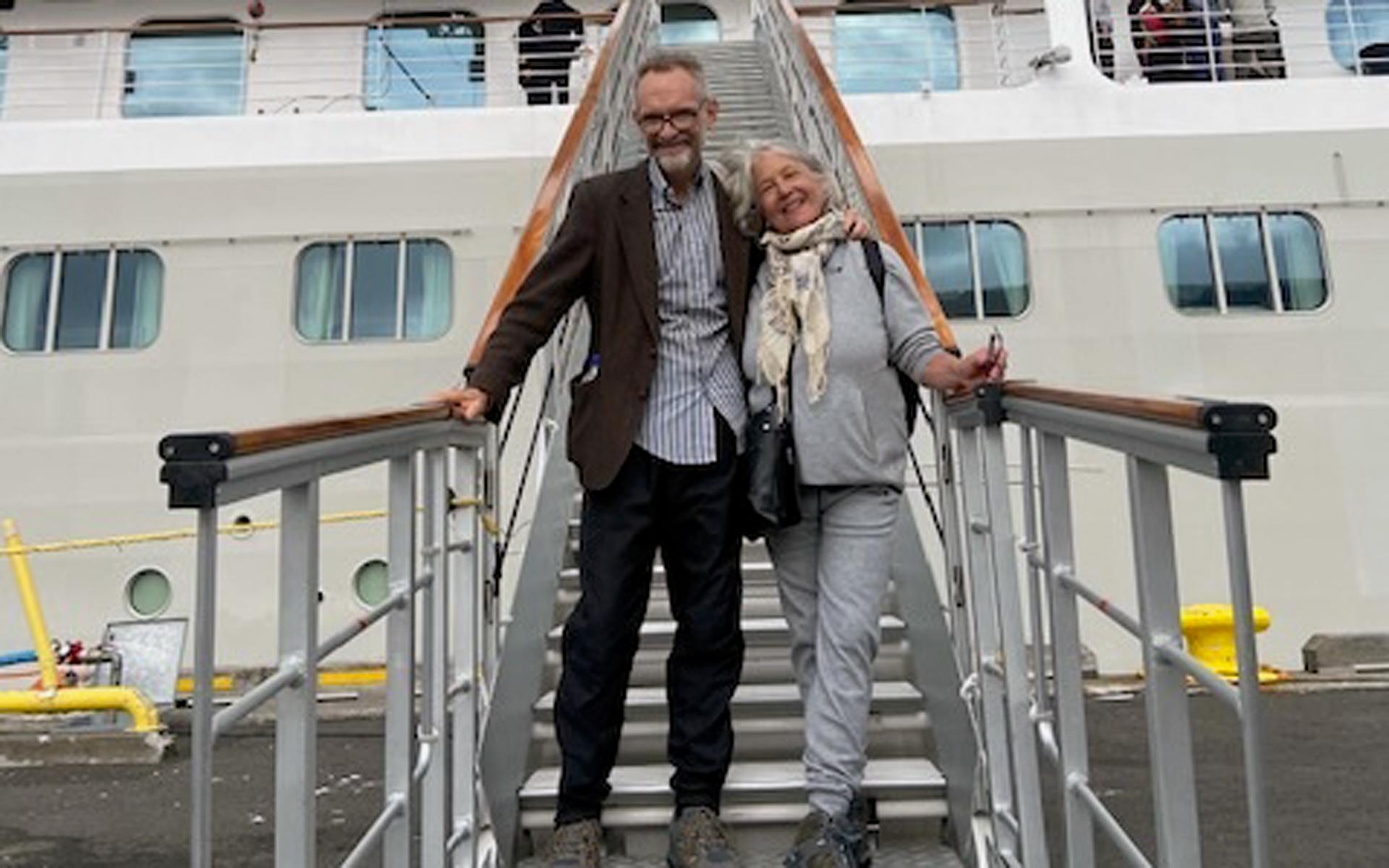 Larry O'Connor and Mary Morris onboard Silver Moon./Photo for Silversea courtesy of Mary Morris