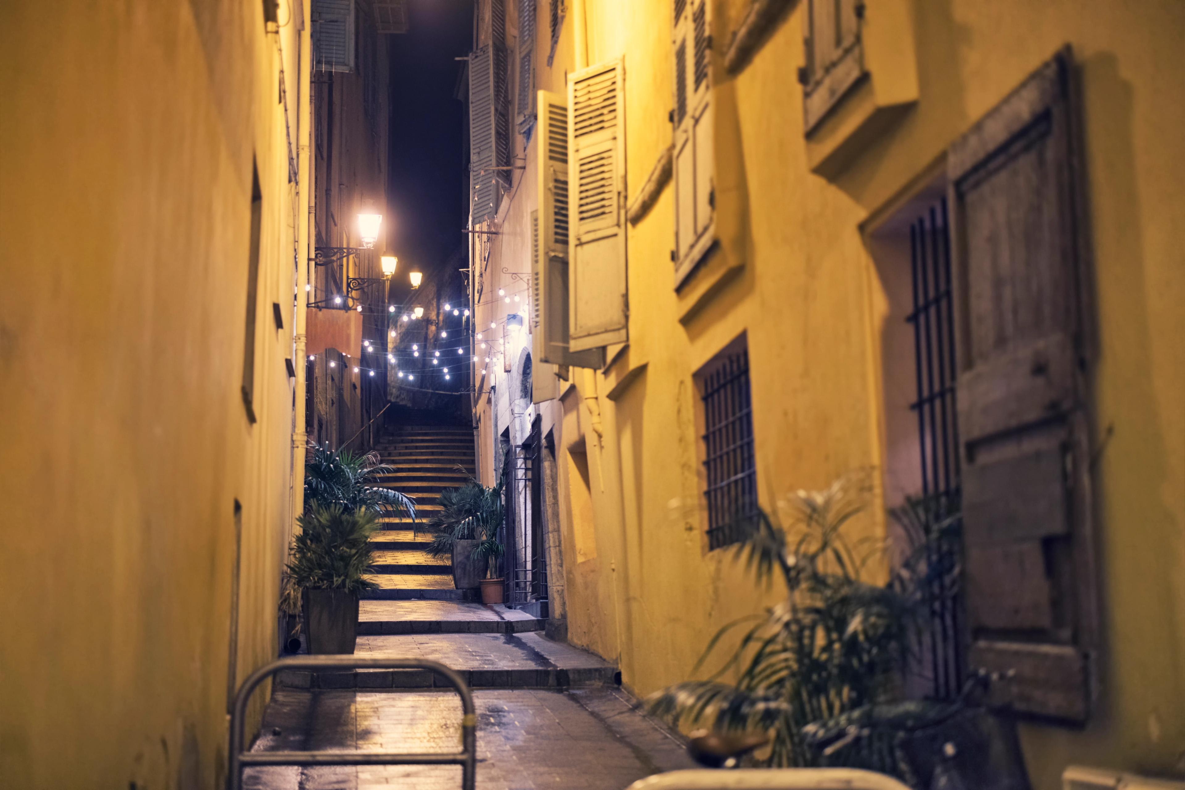 Nice glows even after dark, thanks to the light that suffuses its narrow lanes and alleys./Getty Images