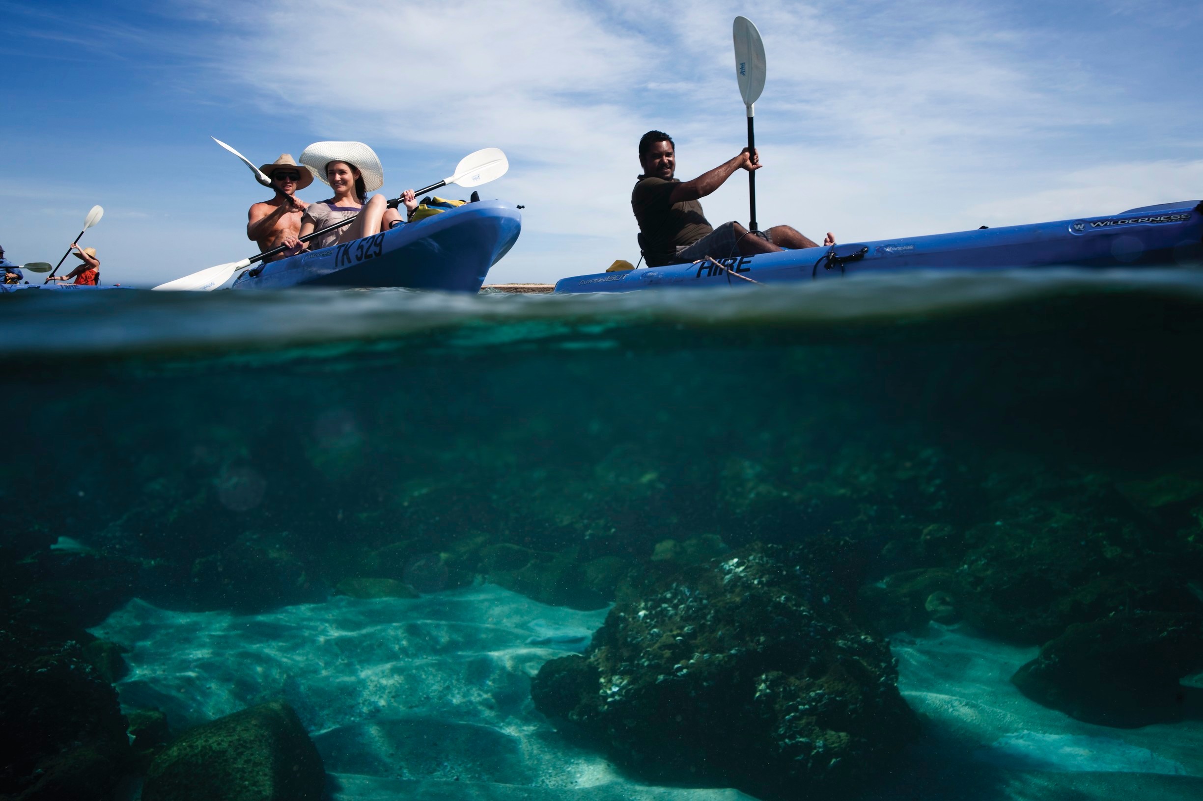 Kayaking on Dampier Peninsula with members of indigenous tribes. James Fisher/Tourism Australia