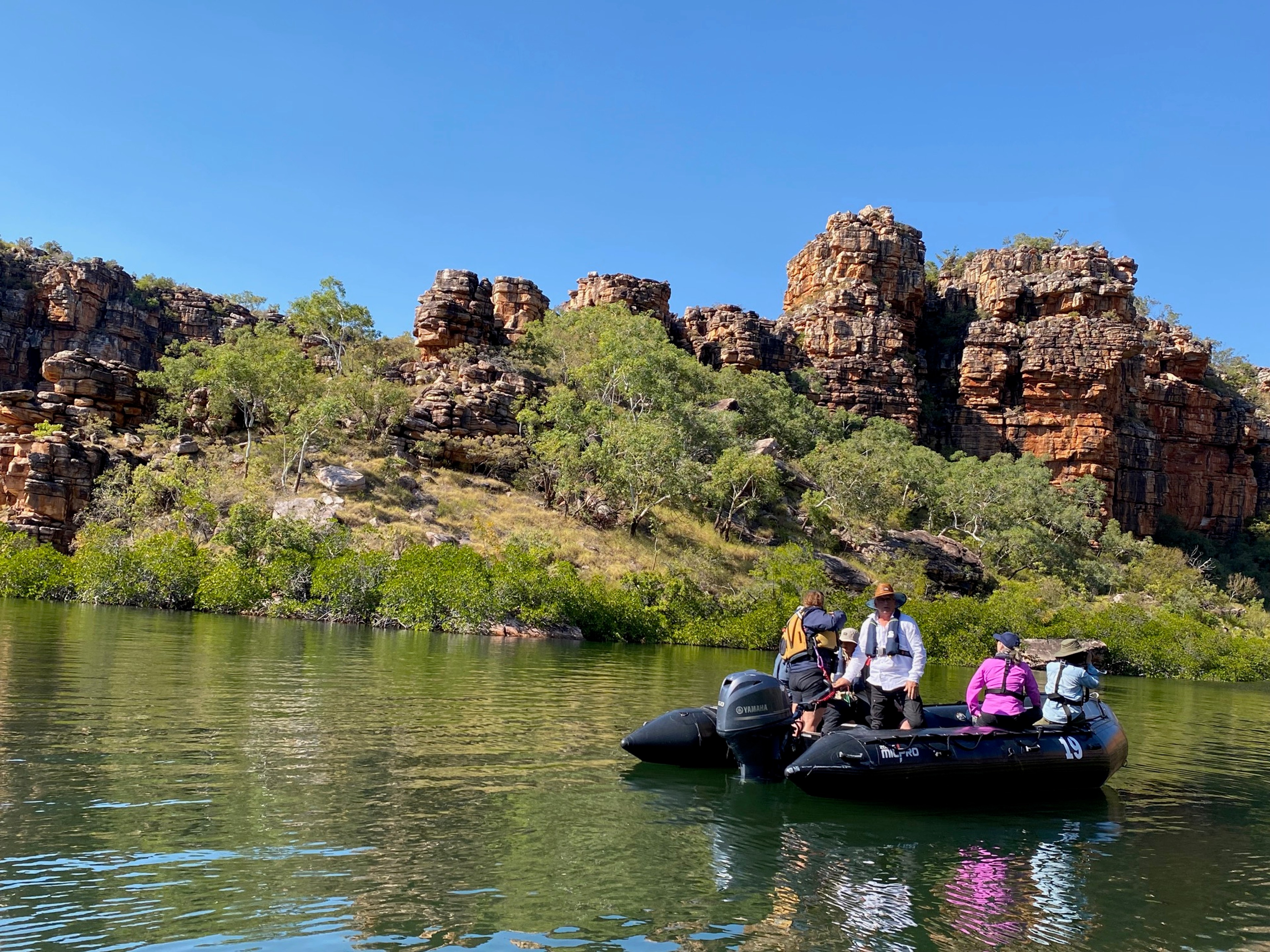 The travelers get a close-up look at the St. George River./Photo by Jane Wooldridge for Silversea