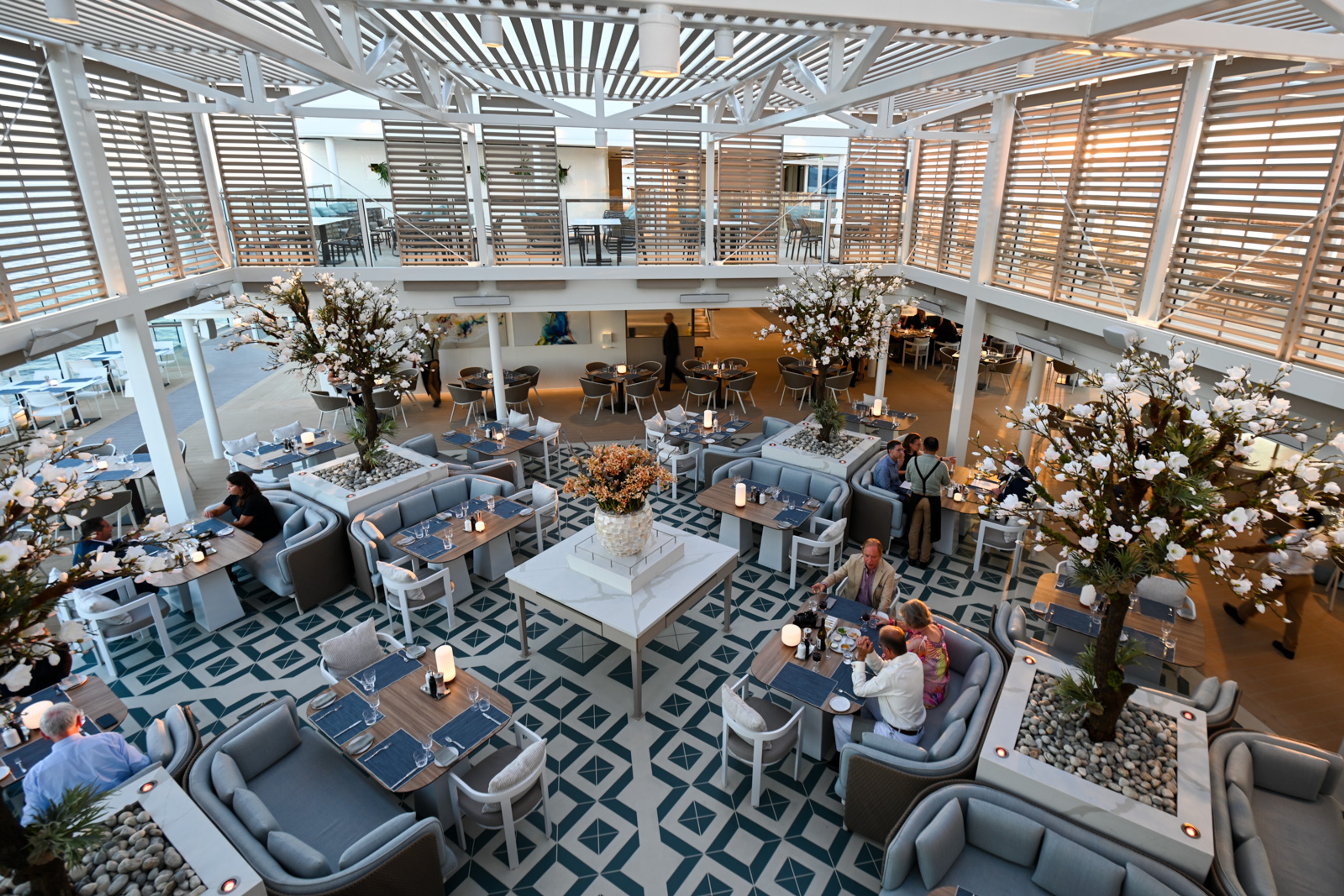 The alfresco Marquee provides an ocean backdrop for dining./Photo by David Swanson for Silversea