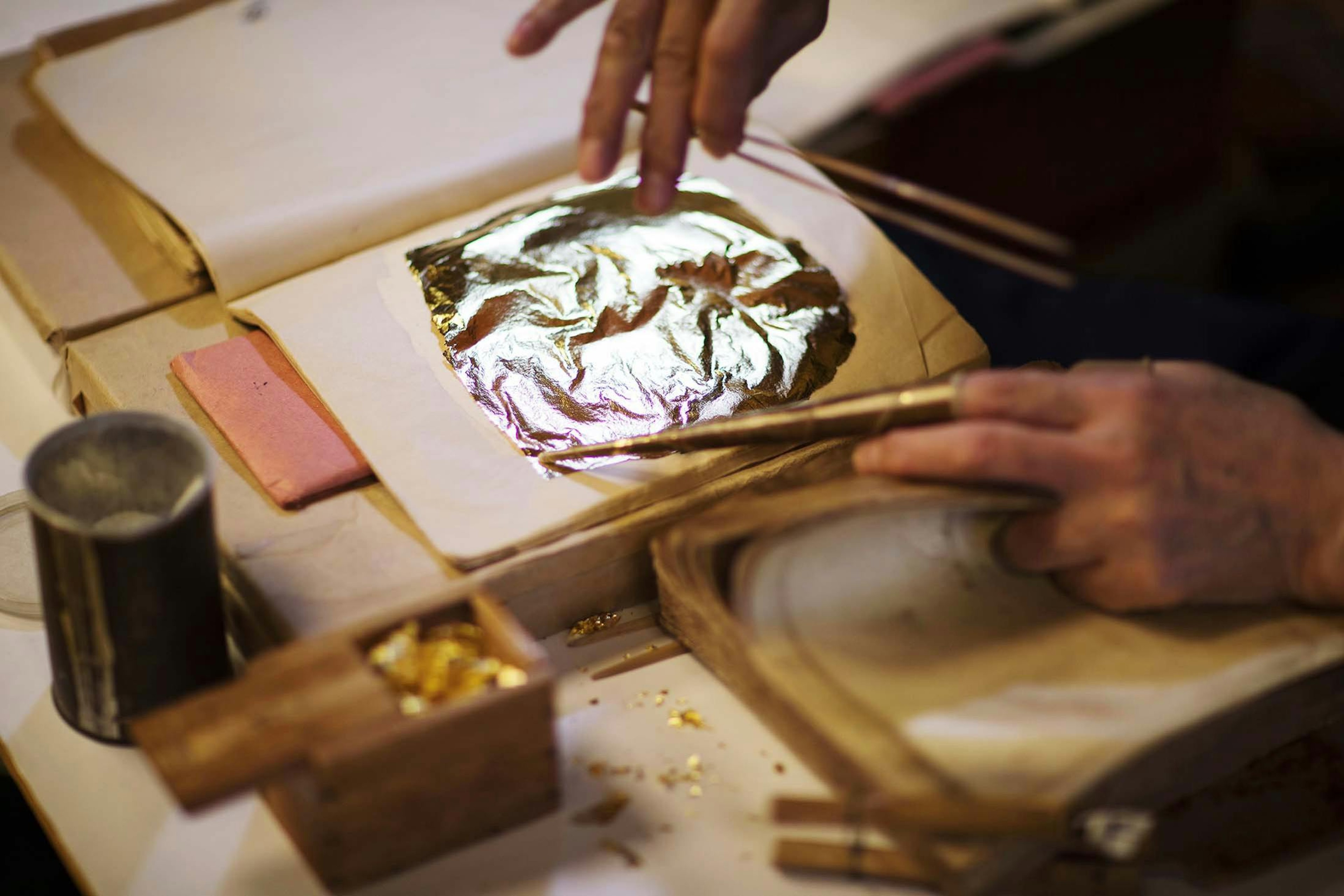 Gold leaf in production in Kanazawa, Japan./Lucia Griggi