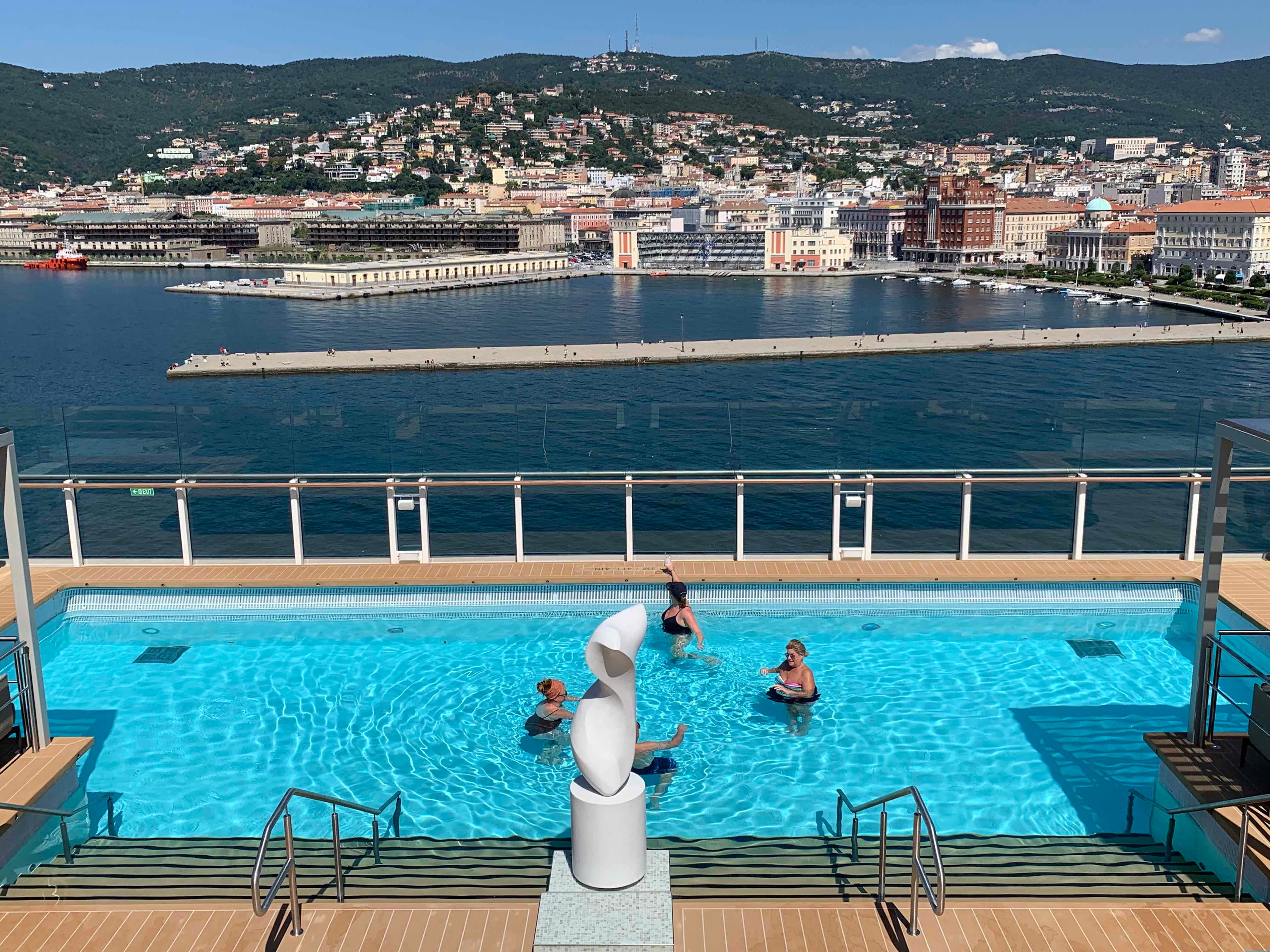 Silver Nova's pool while in port in Trieste. Photo by Teijo Niemela