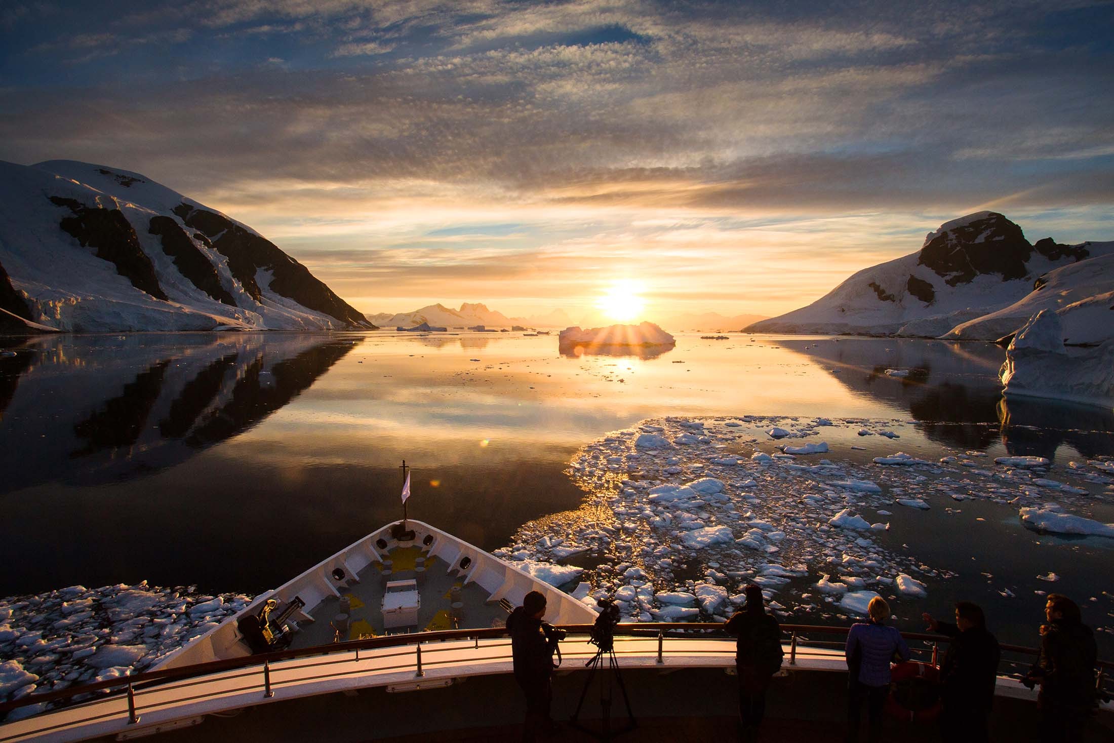 Silver Cloud cruising at dusk in Antarctica/Denis Elterman