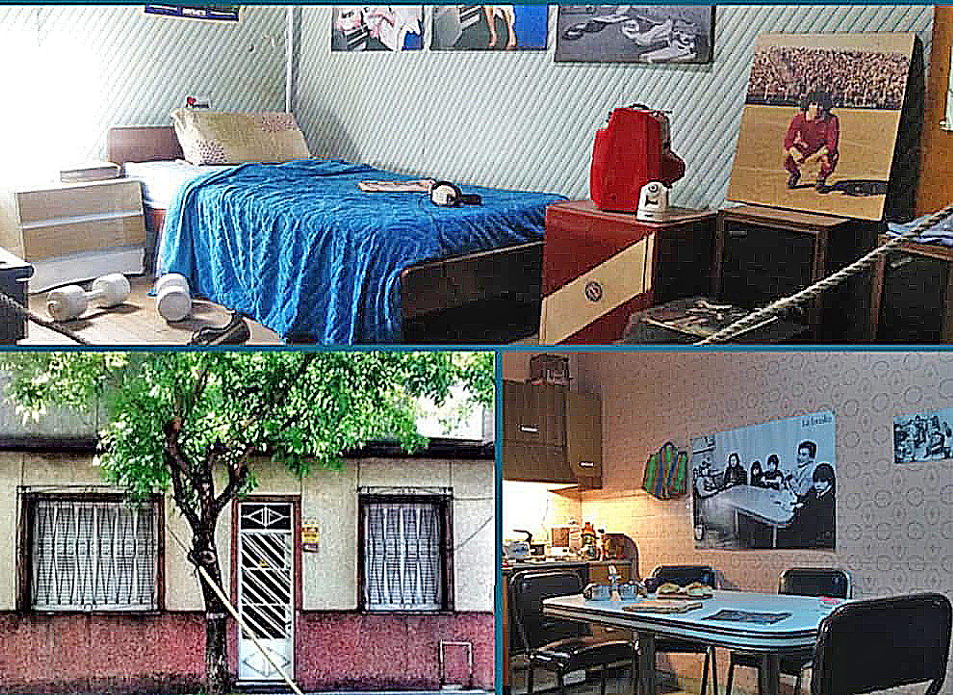 The bedroom of Diego Maradona in the house/museum along with the kitchen and a photo of the exterior speaks to his humble beginnings. Photo courtesy of the museum