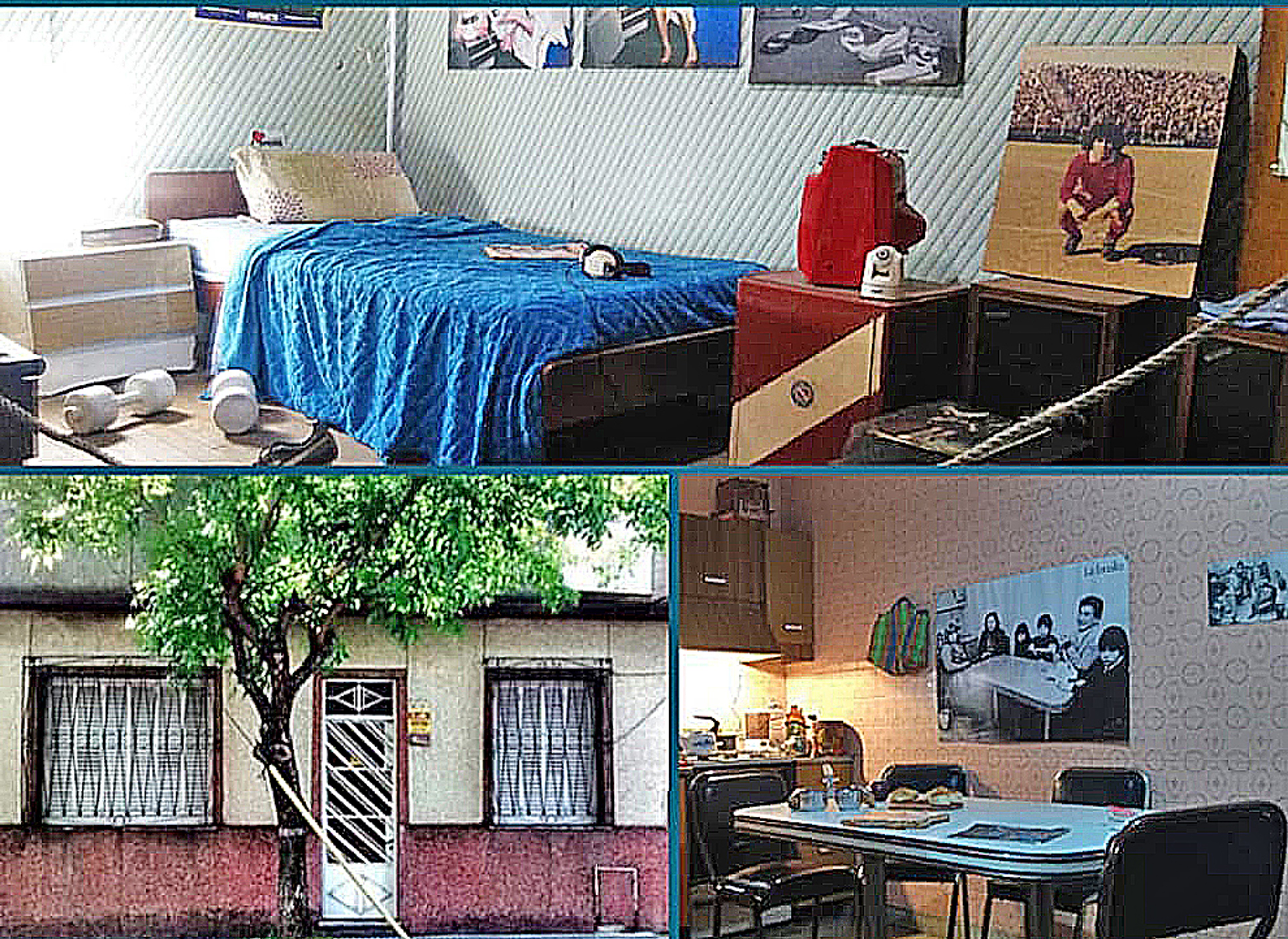 The bedroom of Diego Maradona in the house/museum along with the kitchen and a photo of the exterior speaks to his humble beginnings. Photo courtesy of the museum