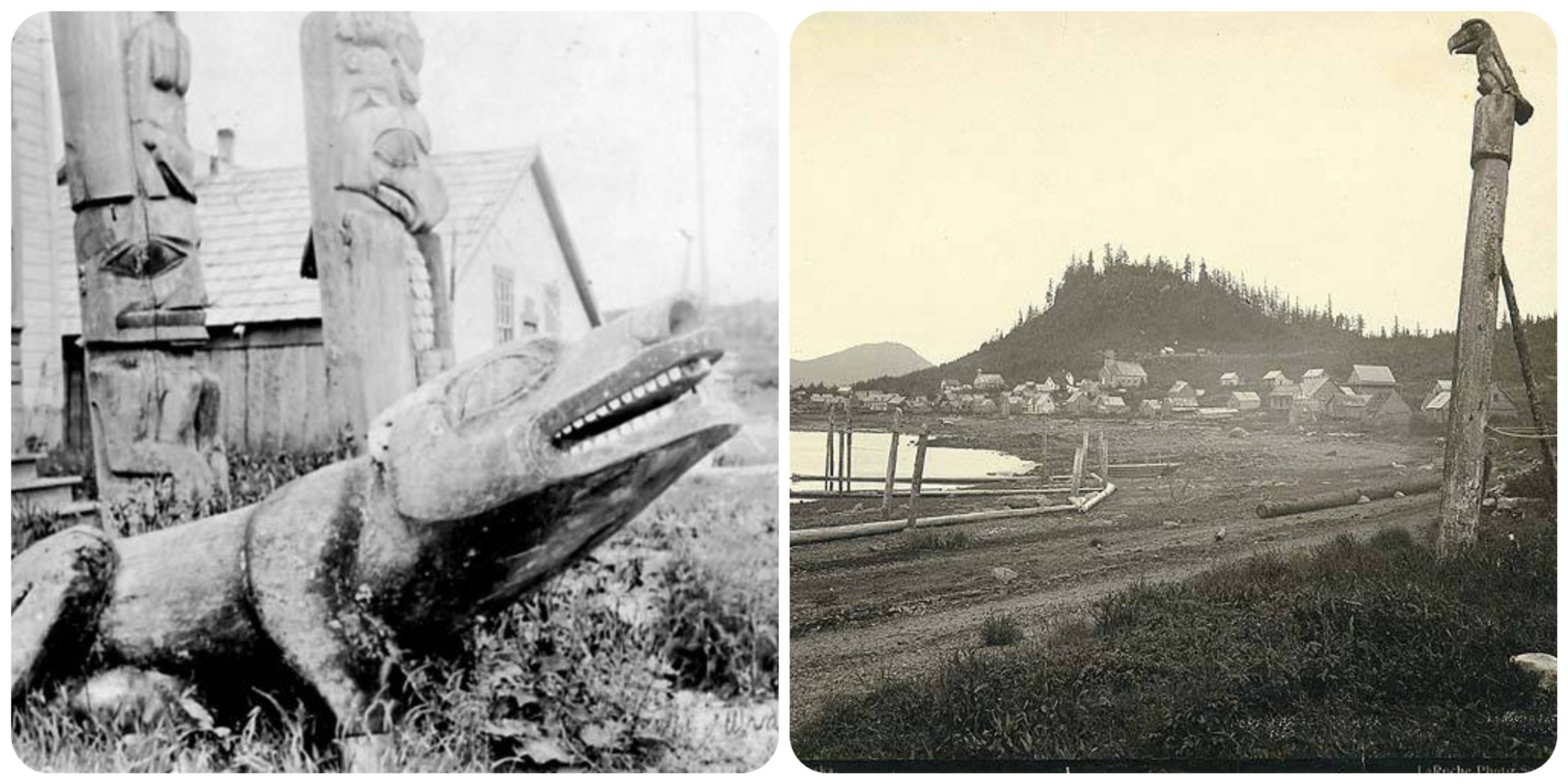 Totems in Wrangell, Alaska, taken in the 1890s/Wikimedia Commons
