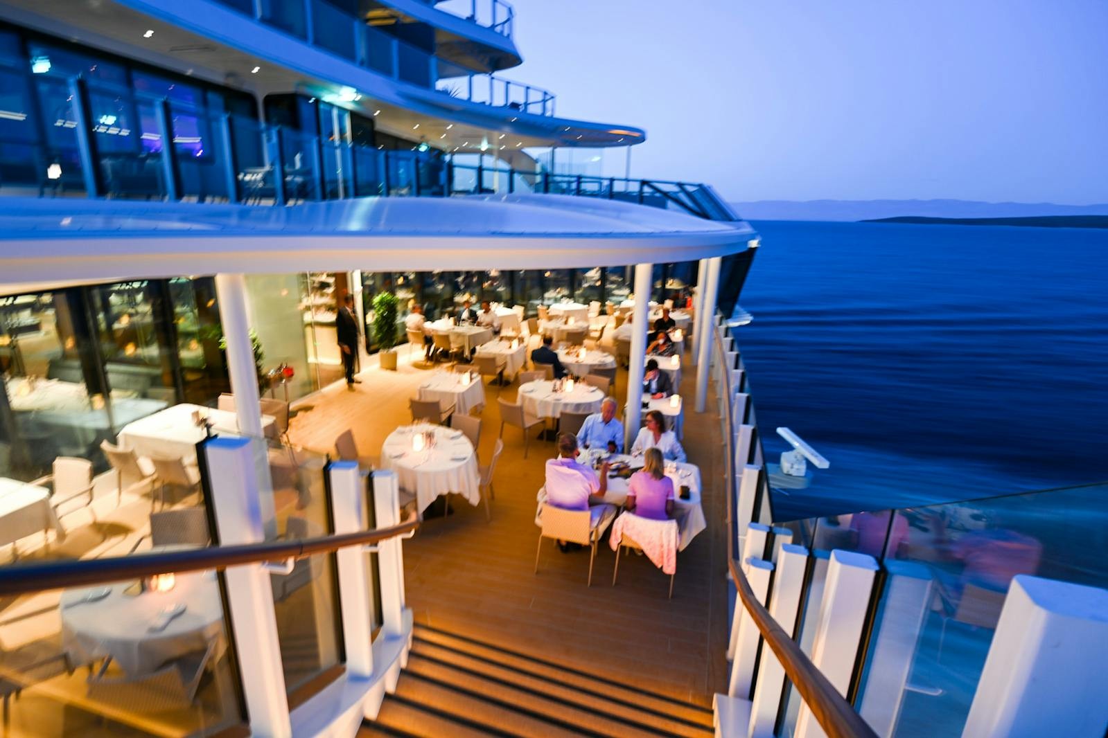 La Terrazza feels as though you are suspended above the ocean./Photo by David Swanson for Silversea