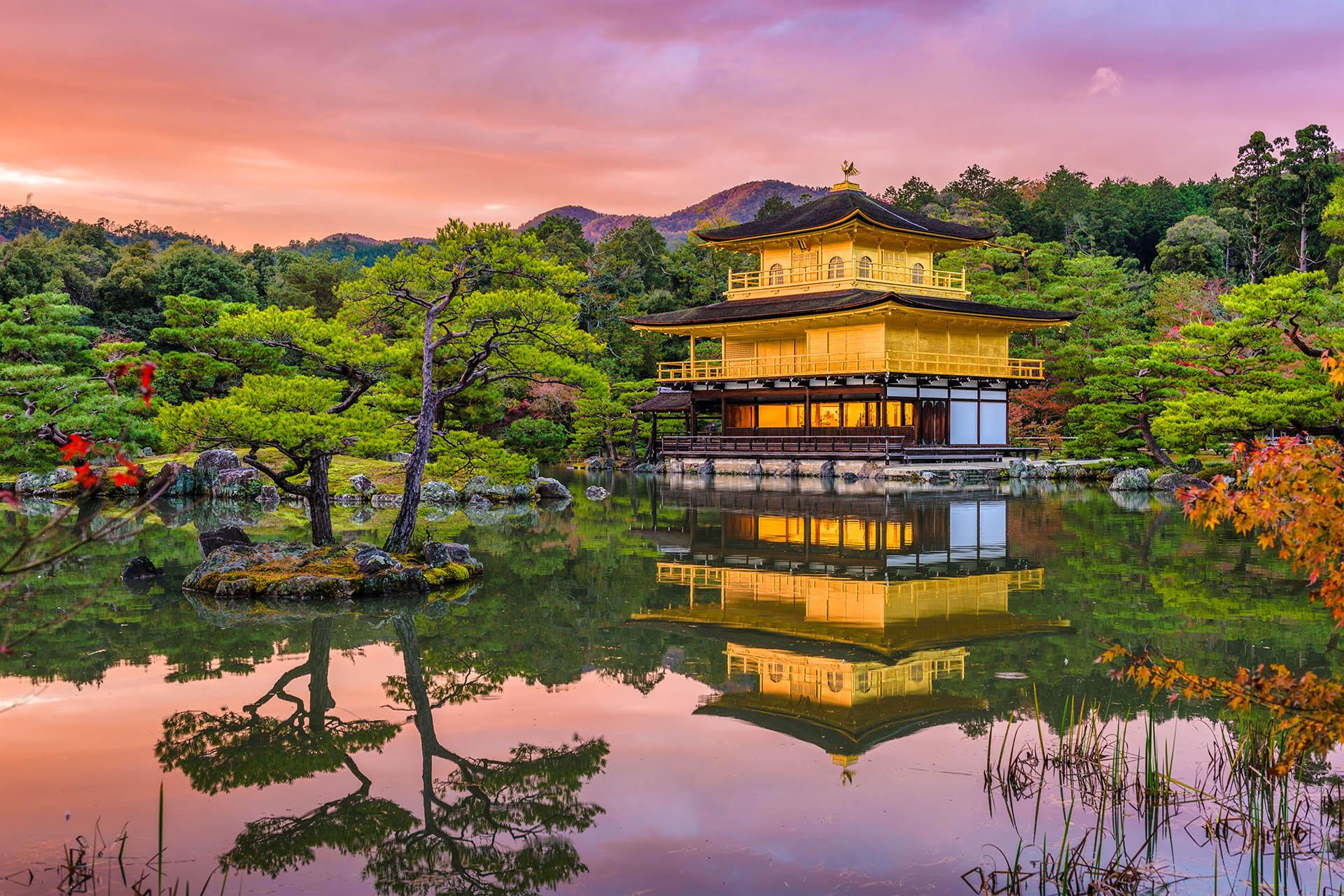 This is the Kinkaku-ji, one of the most famous and iconic landmarks in Kyoto, Japan./Shutterstock