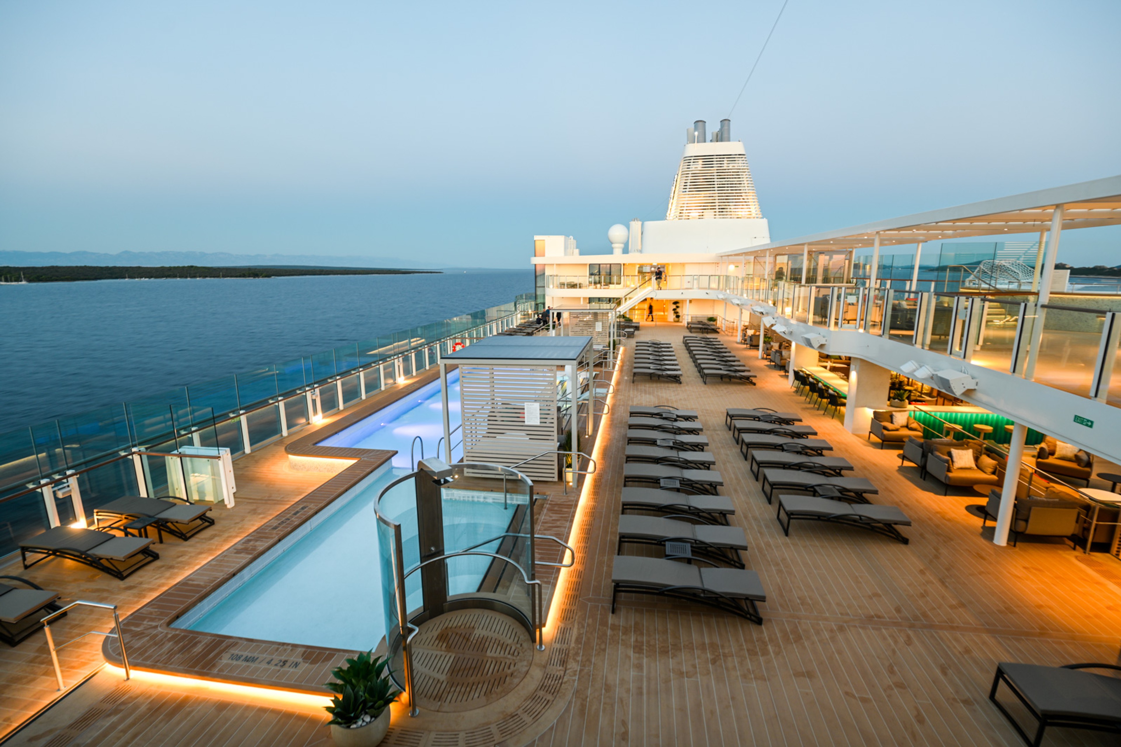The snazzy pool deck surrounds visitors with the ocean./Photo by David Swanson for Silversea