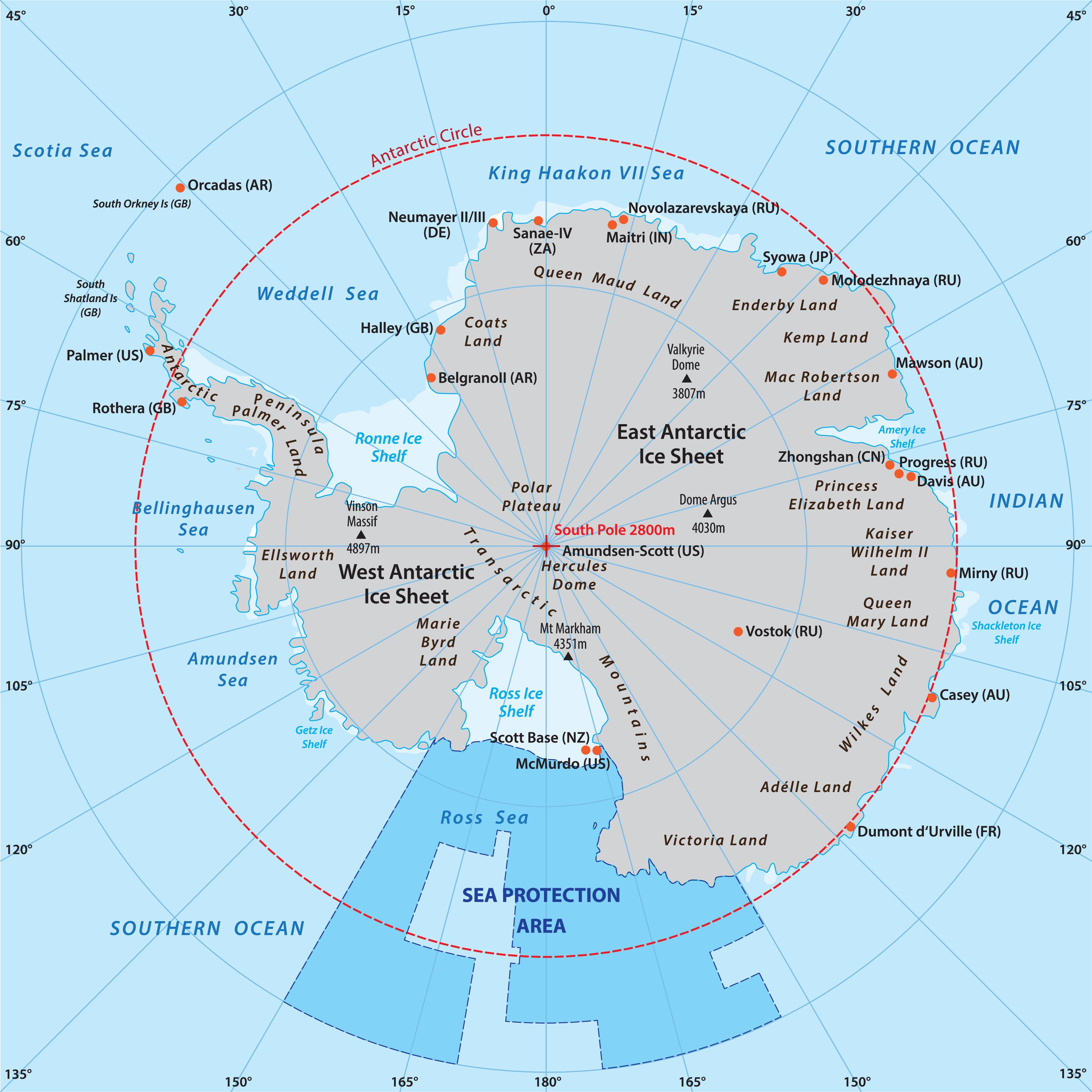 The best Antarctica cruises showcase the majesty of the continent. Map of Antarctica/Shutterstock