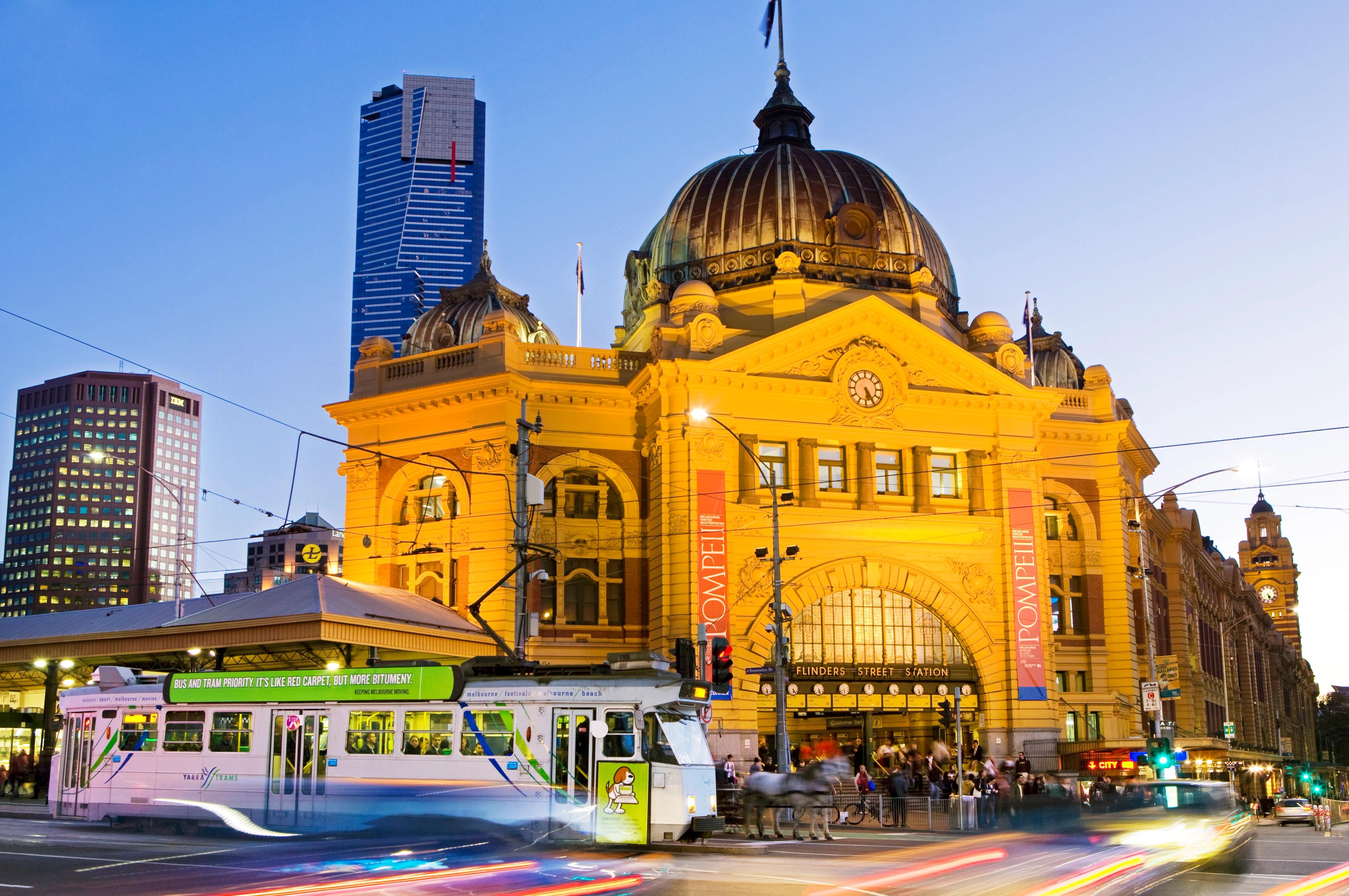 Flinders train station in Melbourne is the busiest in the state of Victoria./Getty Images