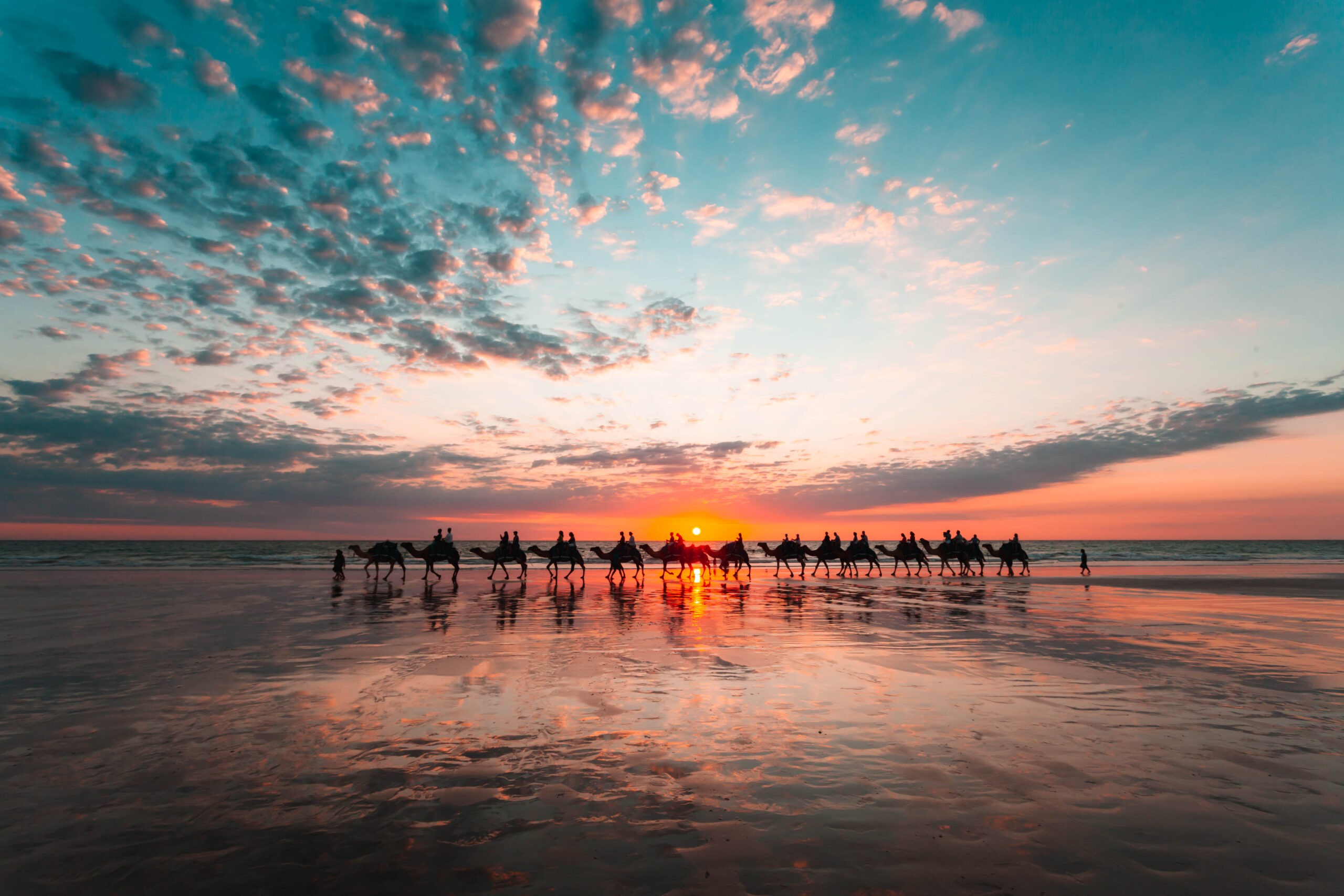 You also can explore the Kimberley coast by camels and enjoy a sunset at low tide./Getty Images