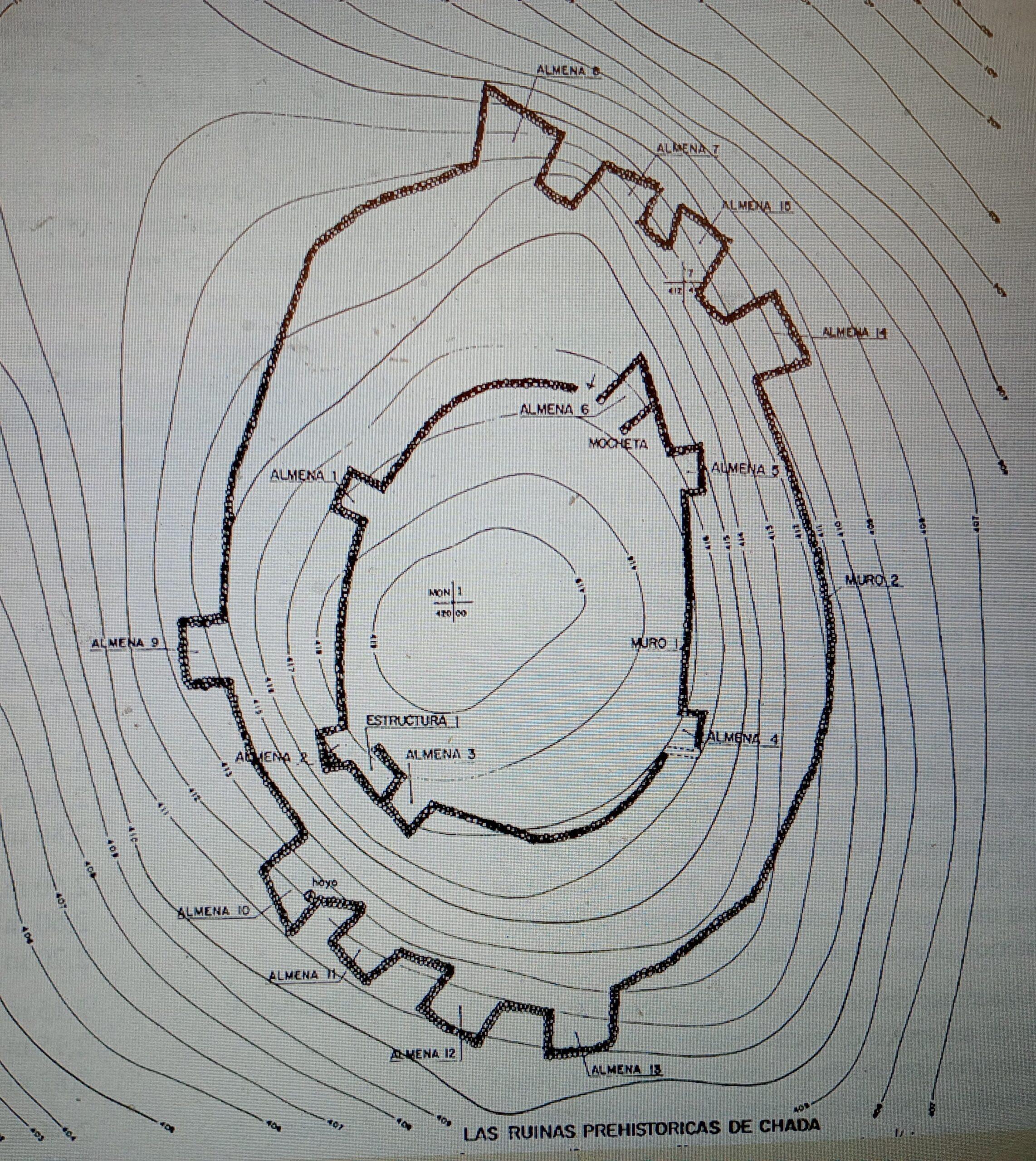 A complex Incan design in the Ruins of Chada in the Maipo River Valley near Santiago./Rendering courtesy of archaeologist Rubén Stehberg