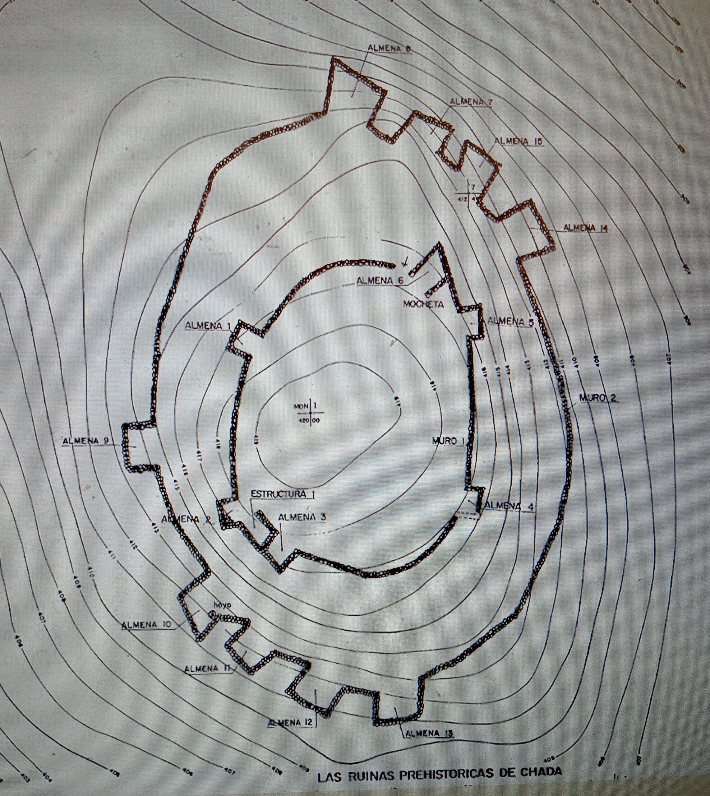 A complex Incan design in the Ruins of Chada in the Maipo River Valley near Santiago./Rendering courtesy of archaeologist Rubén Stehberg