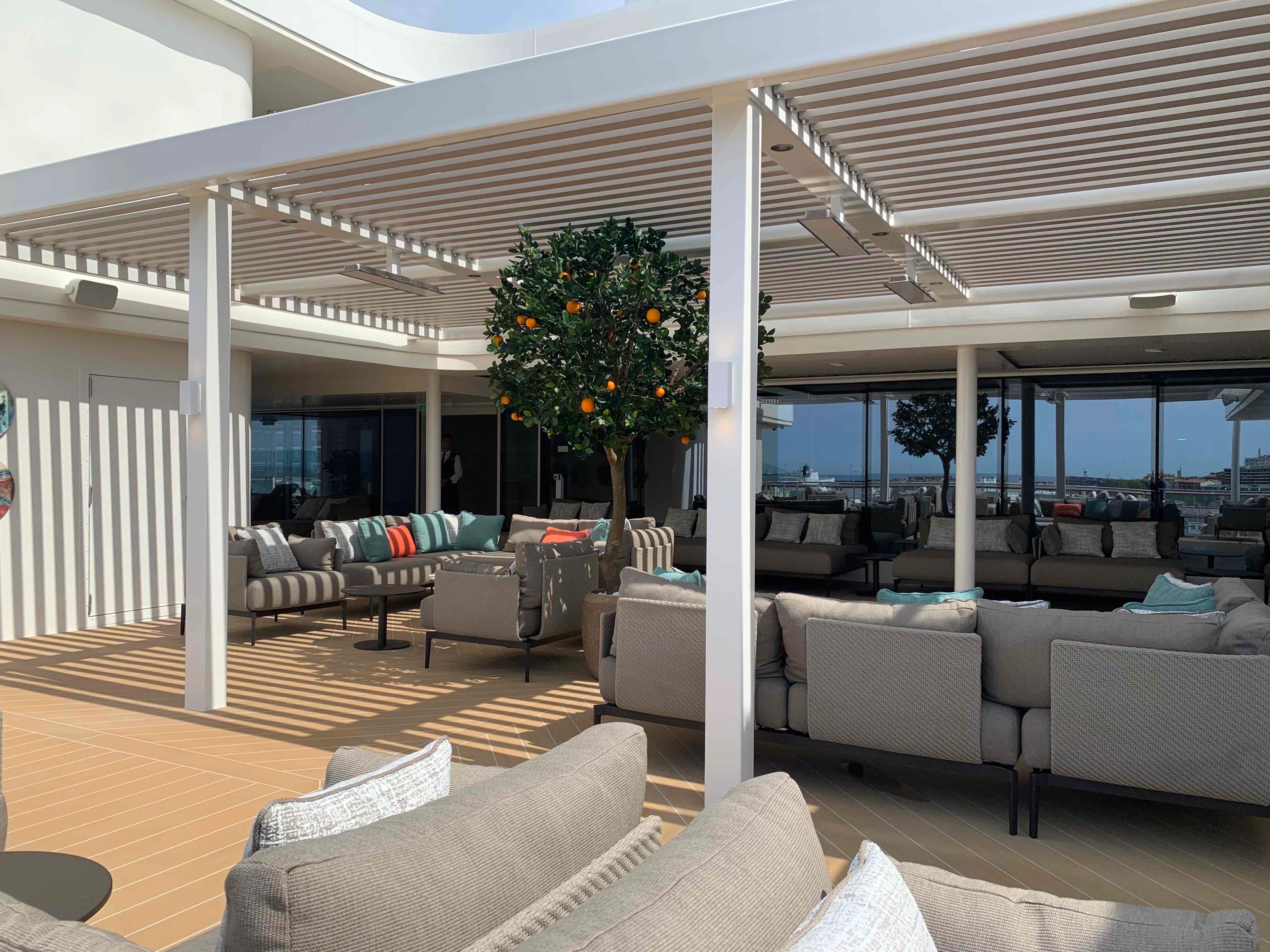 On Silver Nova, S.A.L.T. Bar has been moved to the pool deck -- and has gorgeous alfresco seating. Photo by Teijo Niemela for Silversea.