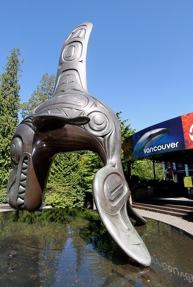 Bill Reid Orca sculpture outside Vancouver Aquarium