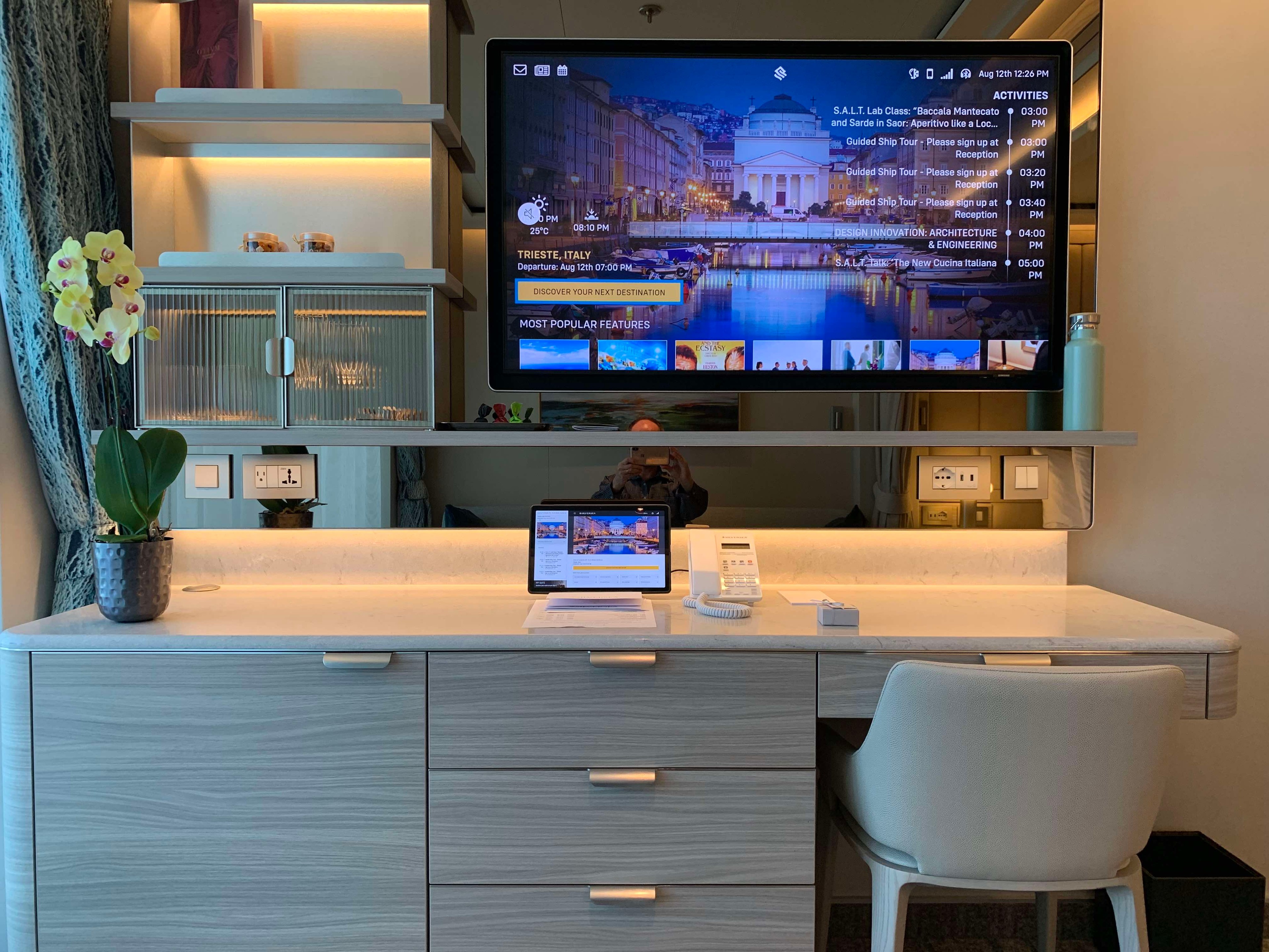 In its quest to be as environmentally friendly as possible, Silver Nova gives you to the daily Chronicle on your smart TV or using a provided Lenovo pad. /Photo by Teijo Niemela for Silversea