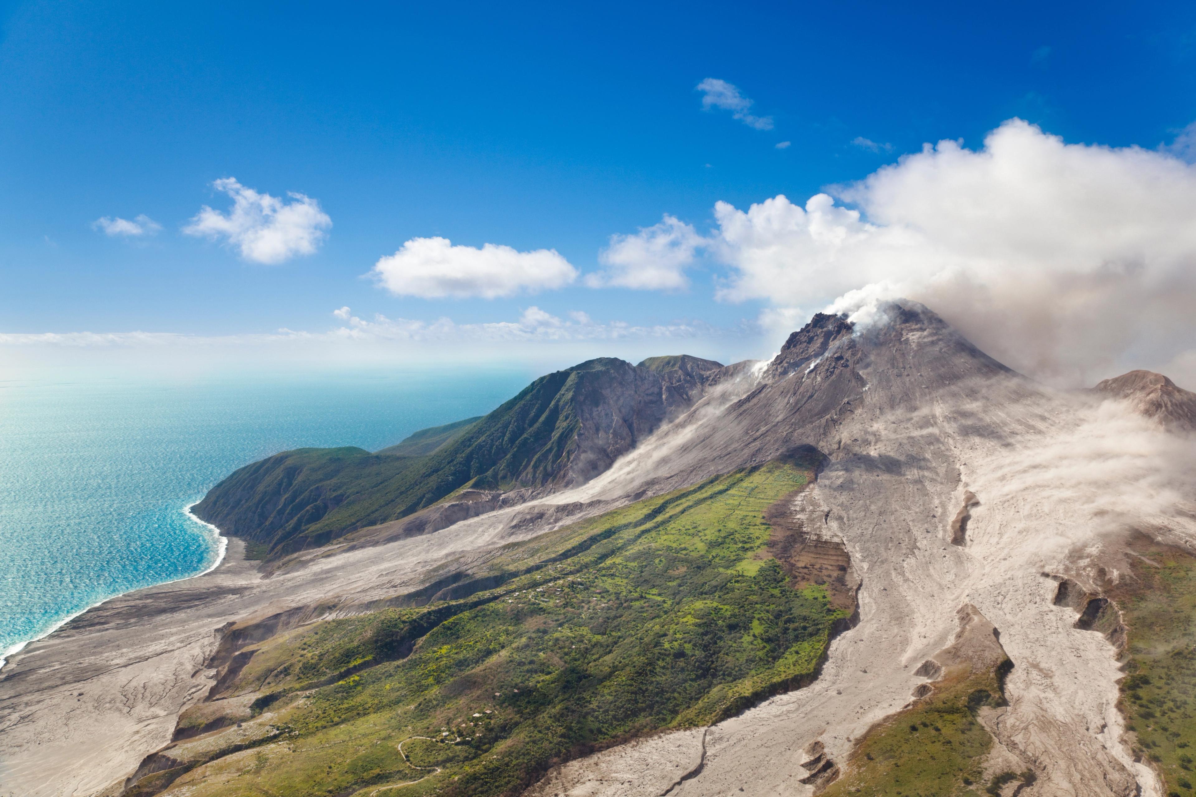 The view from above of Montserrat's La Soufriere volcano/Shutterstock