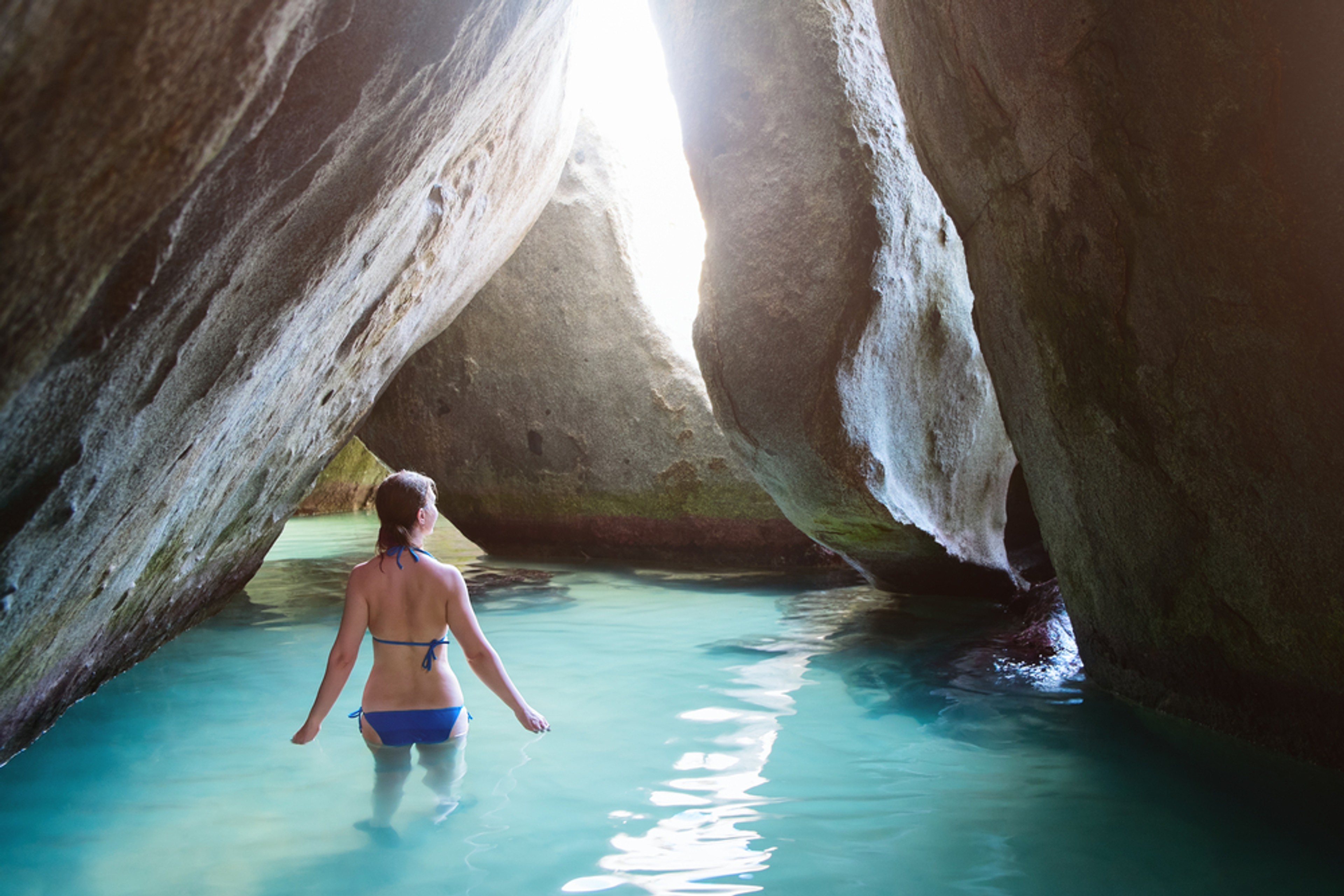 The eerie and yet magical granite boulders that make Virgin Gorda's Baths such a memorable swimming experience. Photo by Shutterstock
