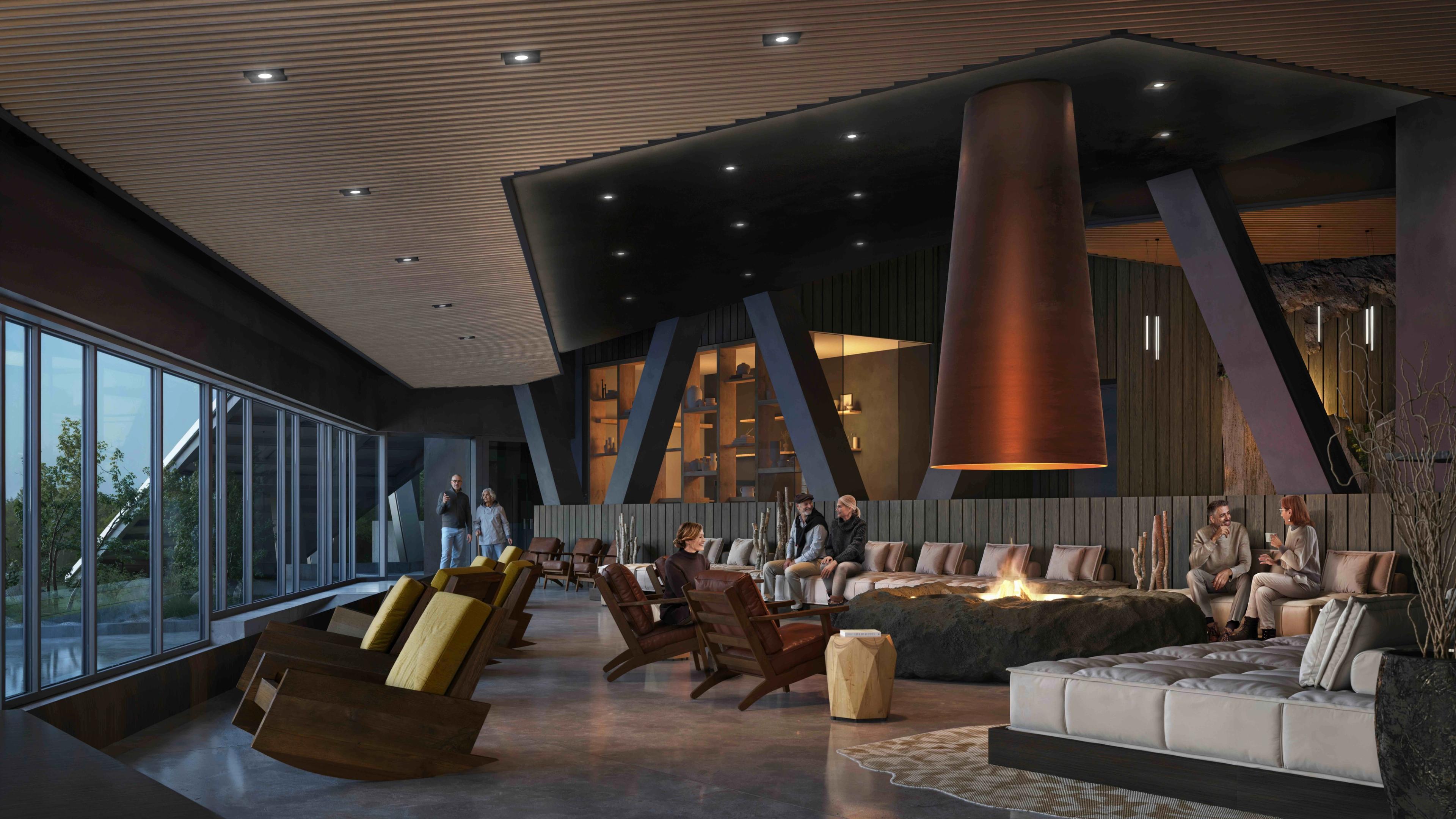The Fireplace Lounge at The Cormorant at 55 South/Images are intended as general reference. Features, materials, finishes and layout may be different than shown.