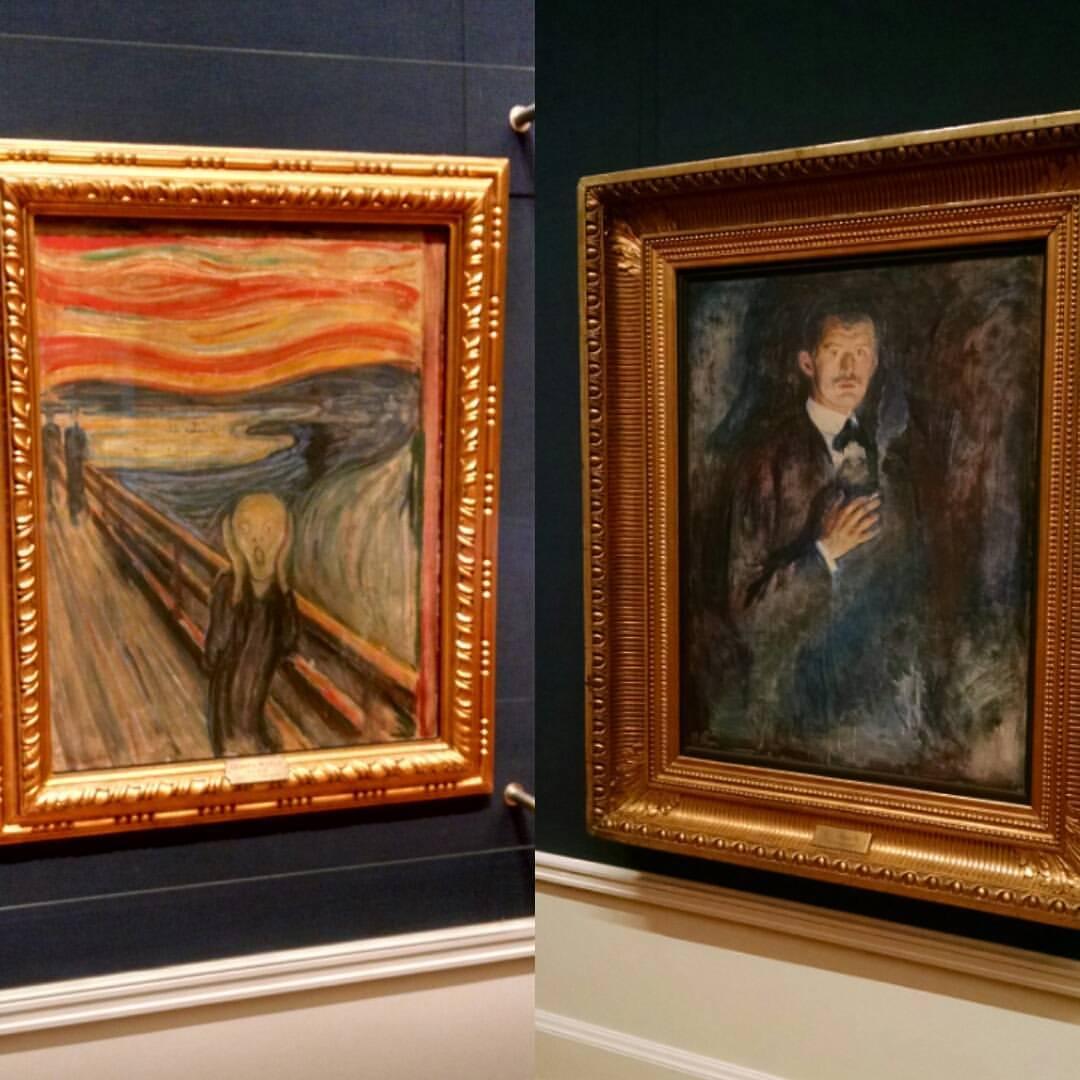"The Scream" is instantly recognizable; there are said to be four versions of it. The Norwegian artist Edvard Munch is pictured at right in the museum named for him./Wikimedia Commons photo by Stefan Krasowski