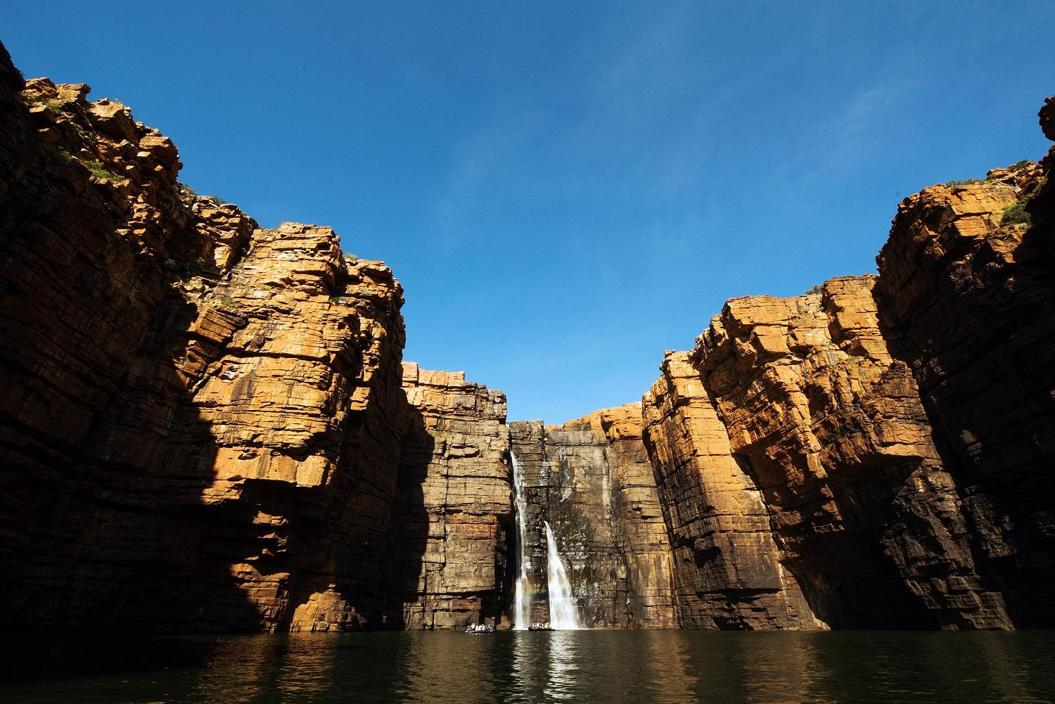 Red sandstone cliffs surround the King George Falls./Denis Elterman