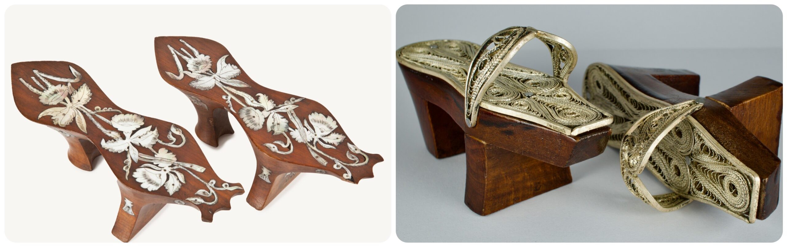 Ornate hammam shoes ensured that feet never touched the wet floor in a Turkish bath./Getty Images