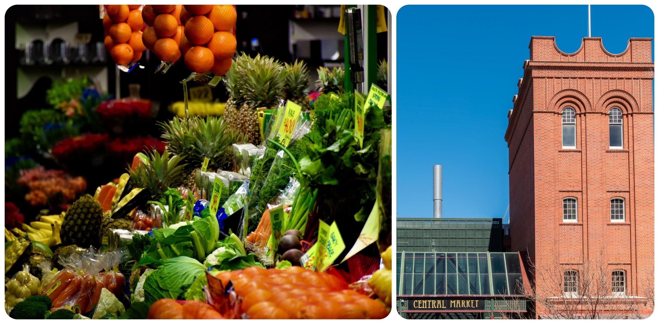 In the Central Market of Adelaide, a bounty of fresh produce that feels like "a big, warm hug."/Getty Images by Tobias Prester (left) and Moisseyev.