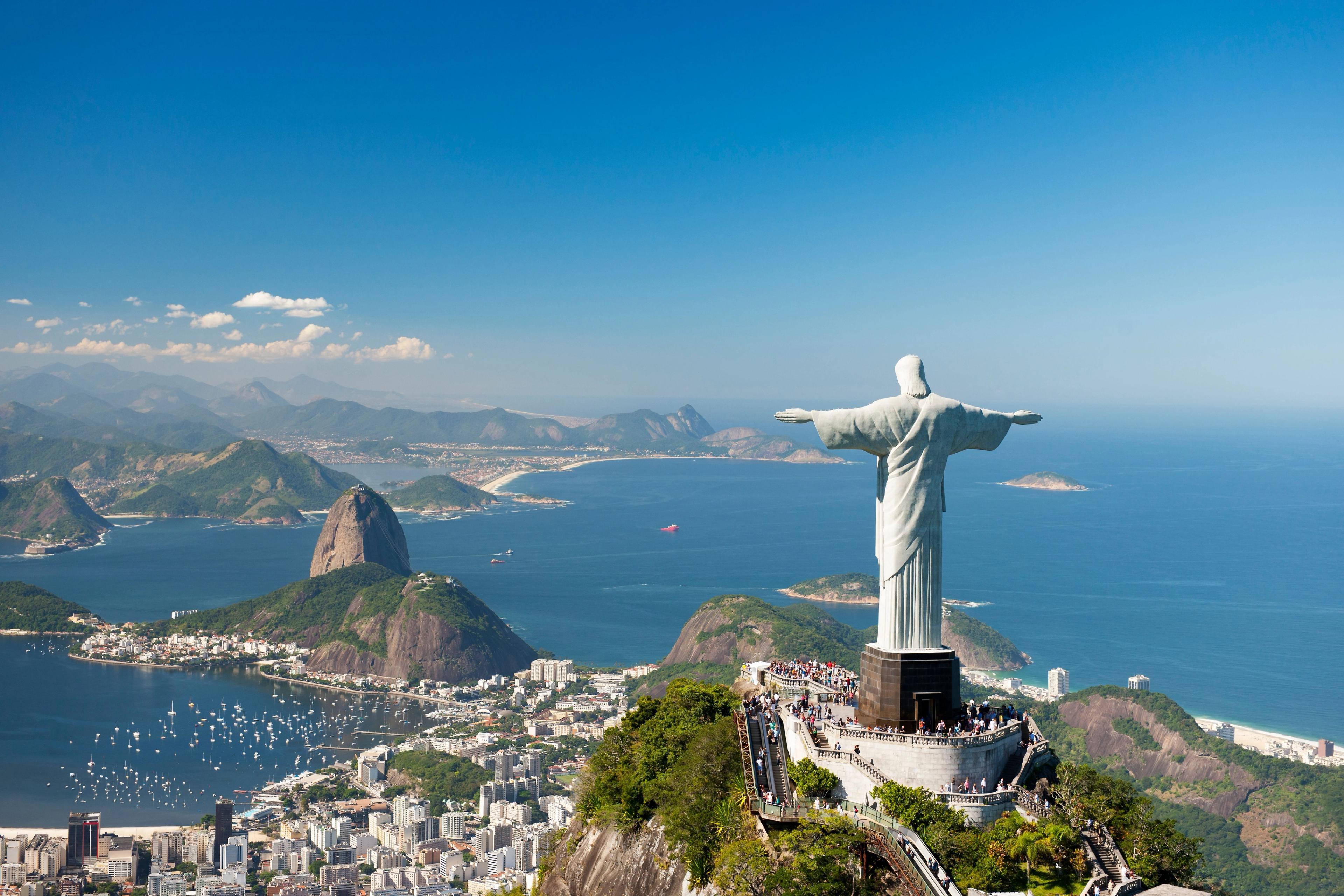 The spectacular panorama with the statue Christ the Redeemer