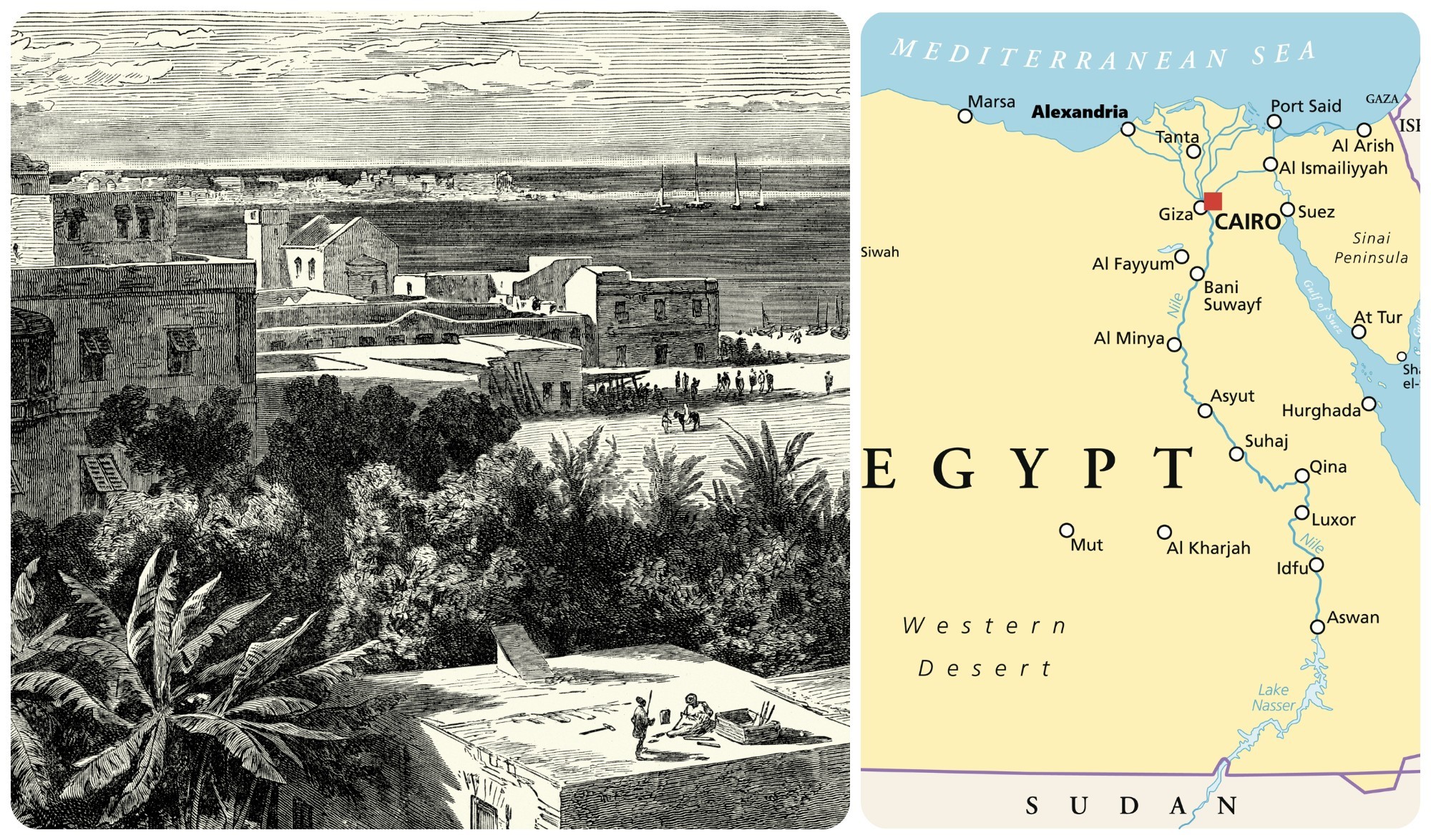 Old engraving of the harbor of Alexandria/Getty Images