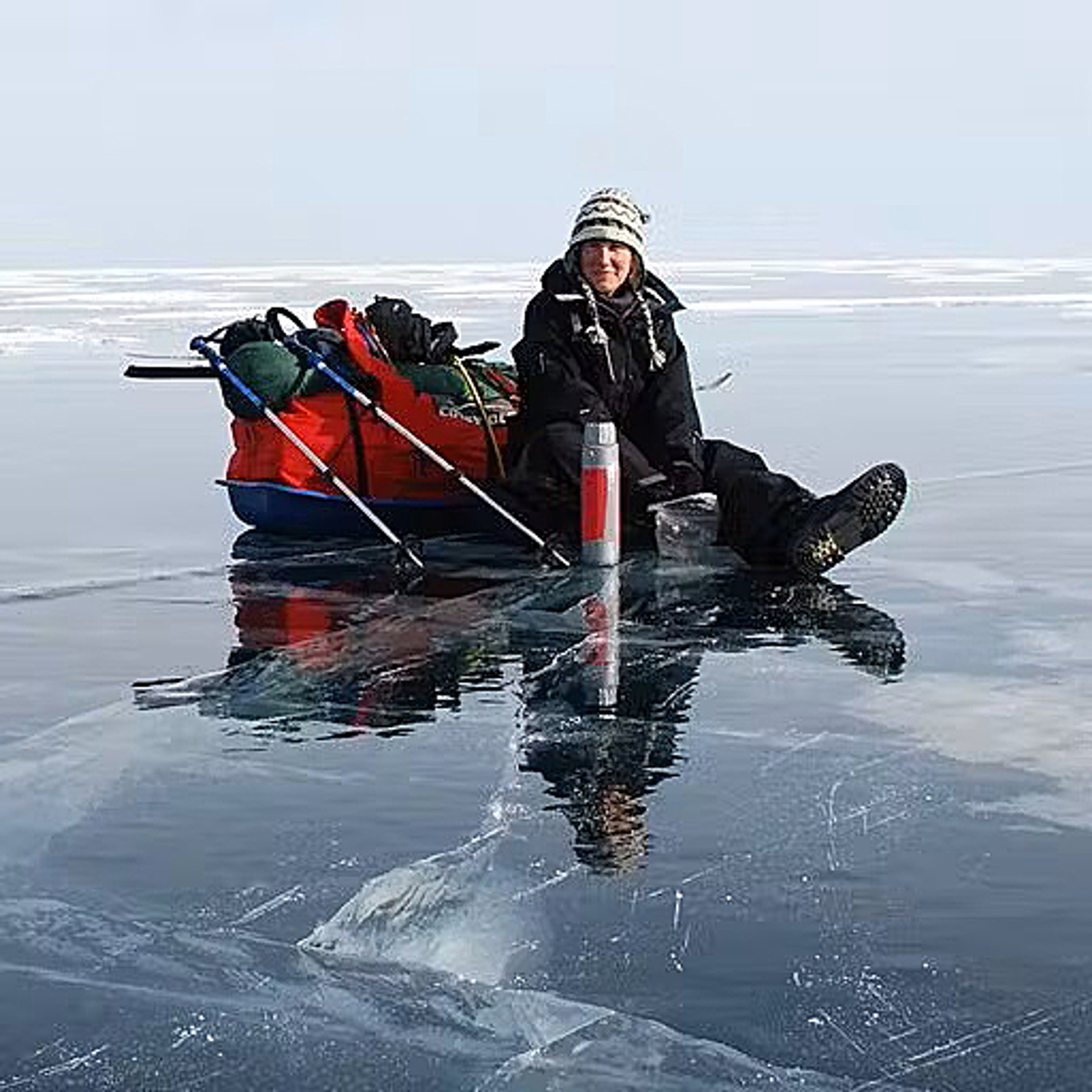 Felicity Aston at Lake Baikal in eastern Siberia.